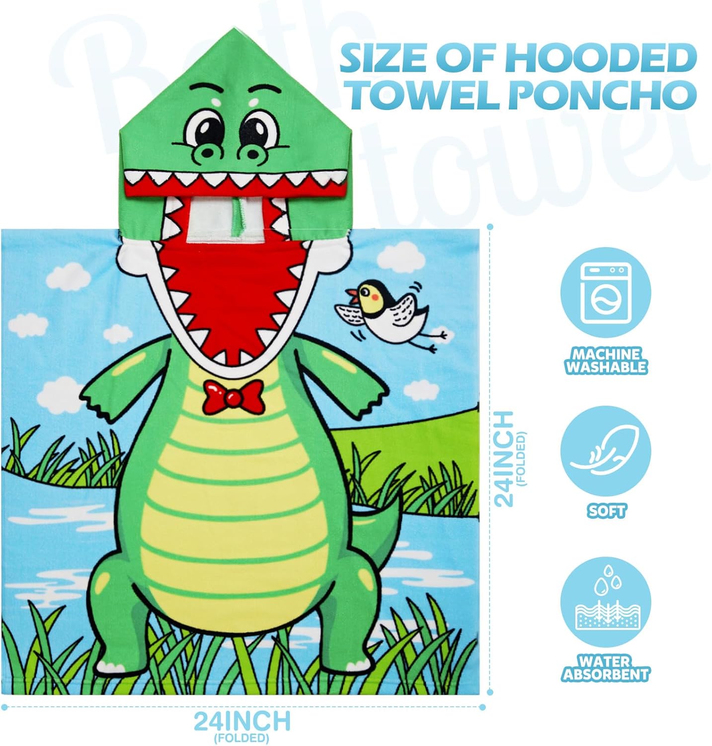 Oudain 6 Pcs Kids Hooded Towel Kids Bath Towels with Hood Microfiber Baby Pool Beach Towel for Boy Girls Toddler(47 x 24 Inch,Trendy Style)