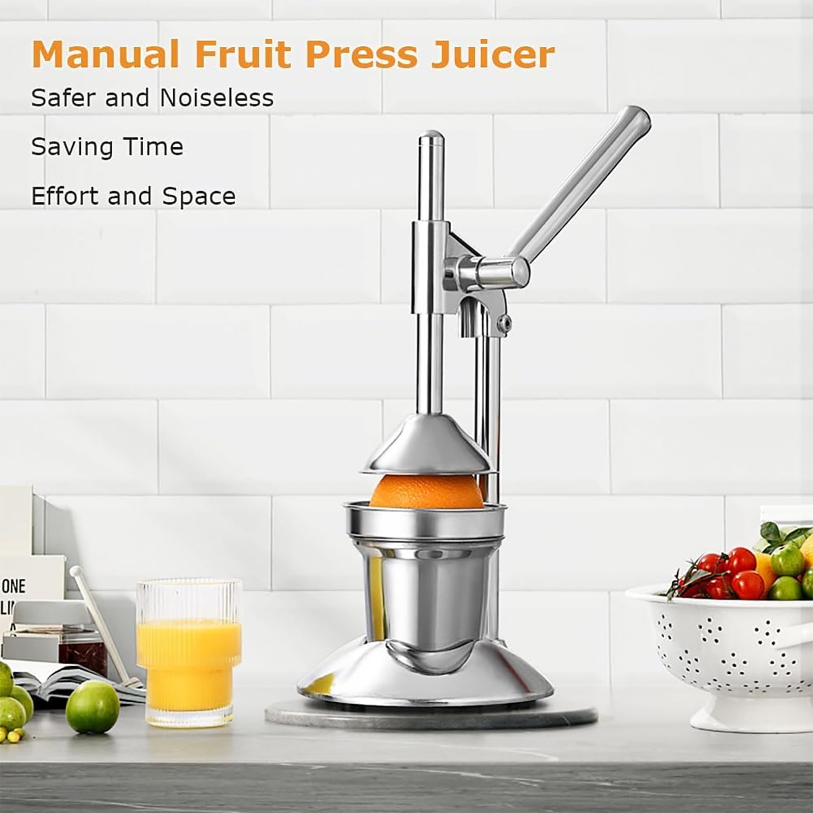 Manuelle Zitronenpresse Handentsafter Presse Edelstahl Zitruspresse Extraktor Lebensmittelqualität Kompakt Ergonomisch für Orangen Zitronen und mehr