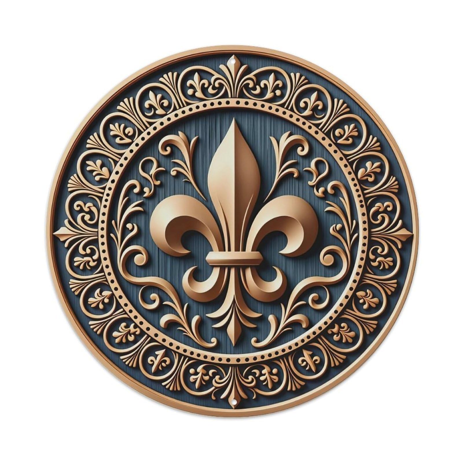Fleur De Lis Ornate Pattern Metal Tin Sign