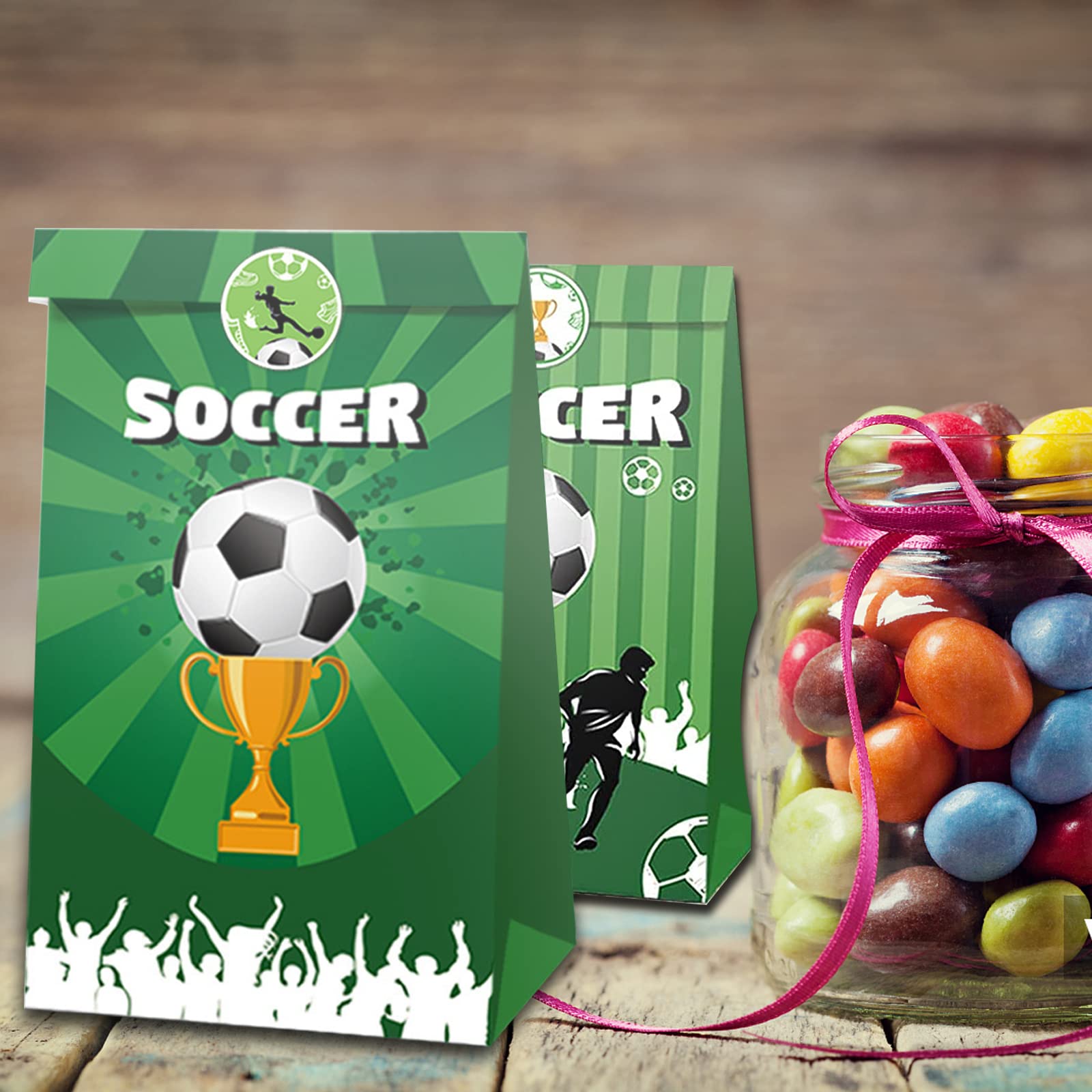 12 Pièces Sacs Cadeaux De Football, Sacs En Papier Pour Cadeaux De