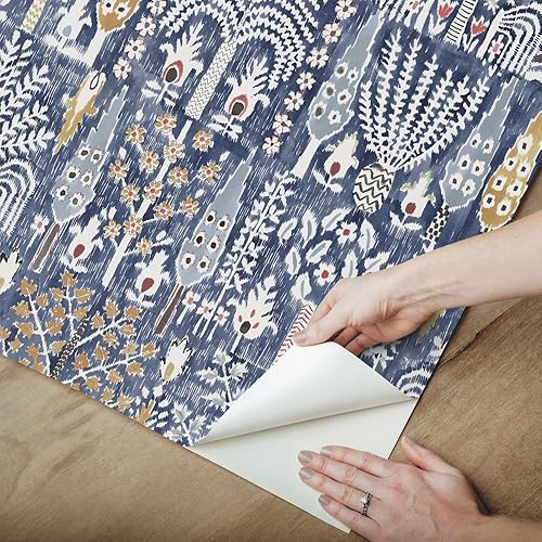 Miniatura 6 de RoomMates RMK12372PL - Papel pintado persa Ikat para despegar y pegar, color azul