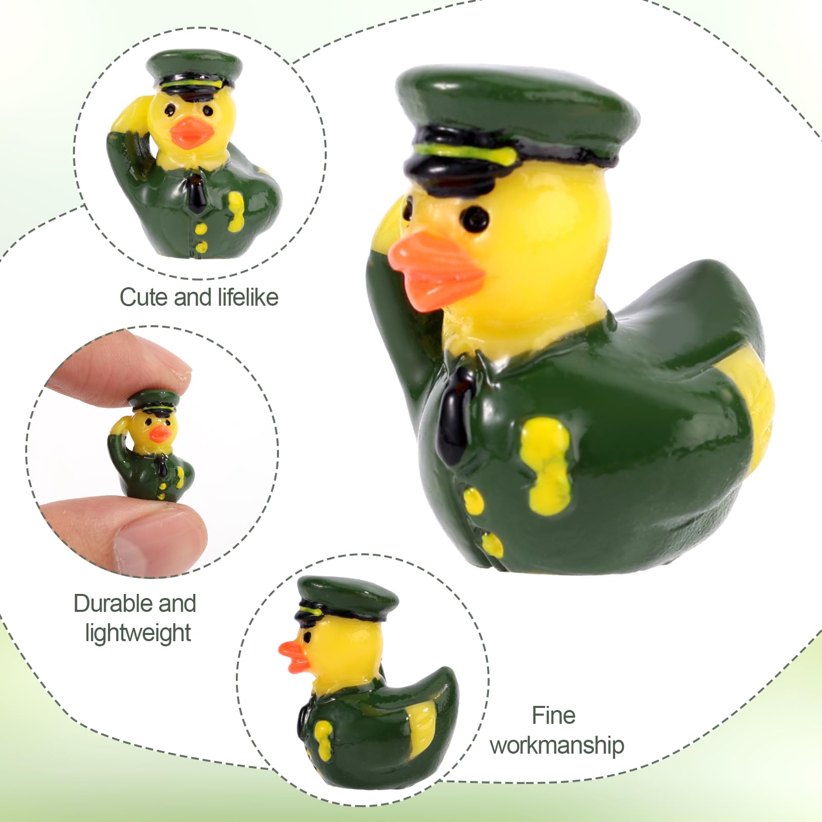 Lyreh 40pcs Mini Veteran Tribute Ducks, Resin Miniature Military Soldier Ducks Small Tiny Funny Uniform Toys Practical Decoration Accessories for Micro Landscape Garden Home Car Party - Image 4
