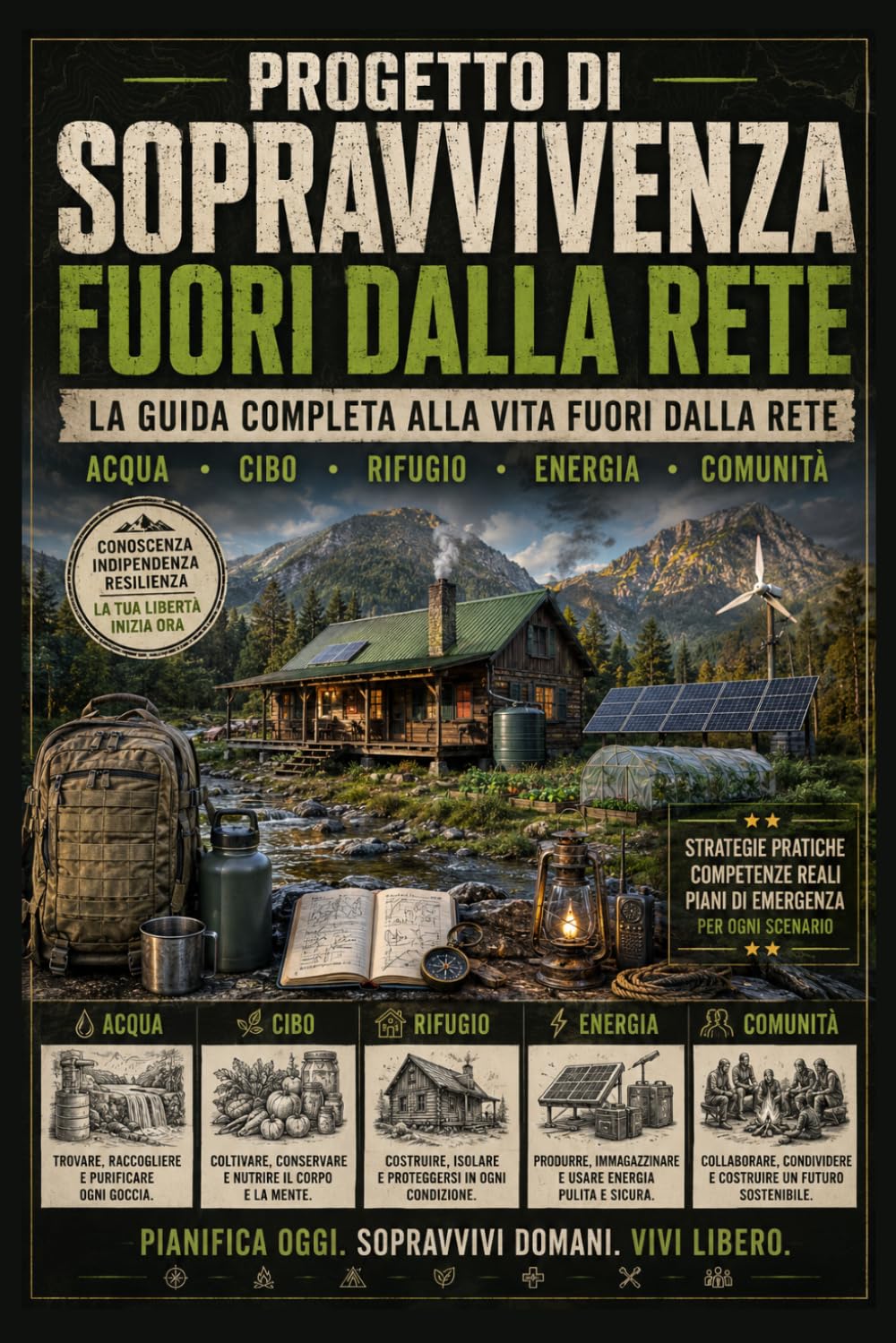 Progetto di Sopravvivenza Fuori dalla Rete: La guida completa alla vita fuori dalla rete. Acqua - Cibo - Rifugio - Energia - Comunità