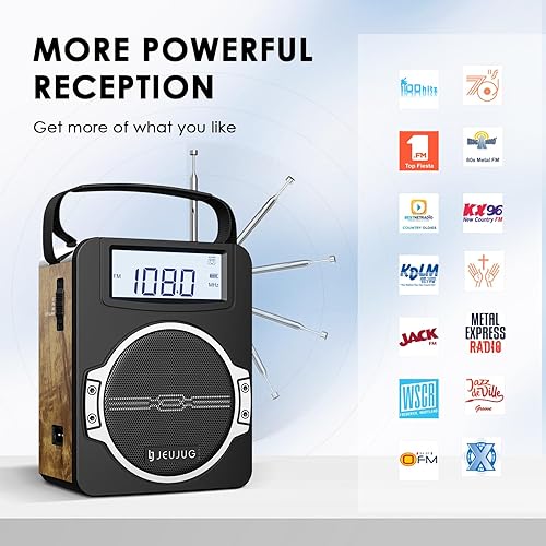 Miniatura 2 de Radio portátil AM FM Radios digitales reloj radio con Bluetooth 5 vatios altavoz recargable AM FM Radios enchufe en la pared funciona con pilas,