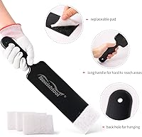 Vista 4 de NEWISHTOOL Herramientas de tinte de ventana, kit de rasqueta niveladora, raspador de paleta negra de boca ancha y fregador con almohadillas