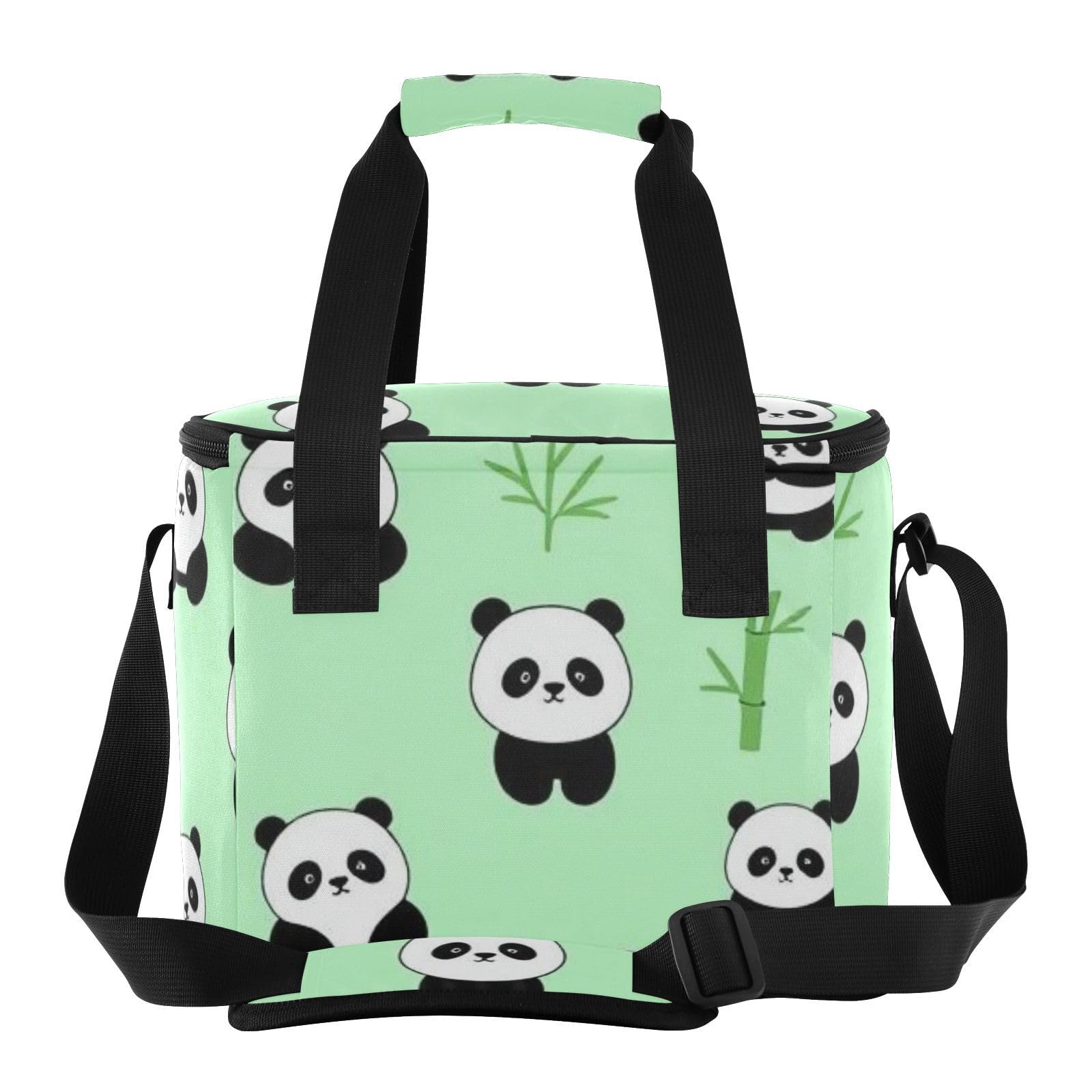 Wudan Panda Green Stalks Bezszwowa drukowana lodówka piknikowa z podszewką PEVA Road Trip Office Workers