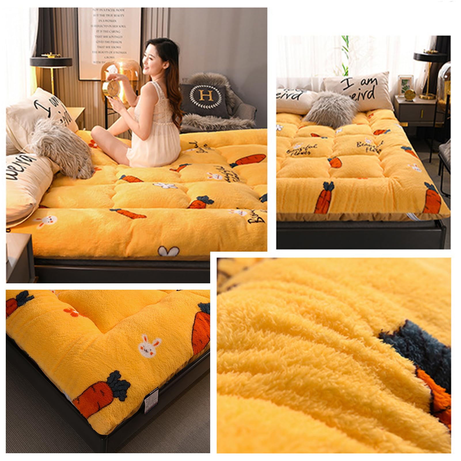 Materasso Futon Giapponese Da Pavimento Tatami - Pieghevole Con Borsa Portatile - Spesso E Comodo Per Ospiti, Campeggio E Cameretta - Grigio, Full/XL