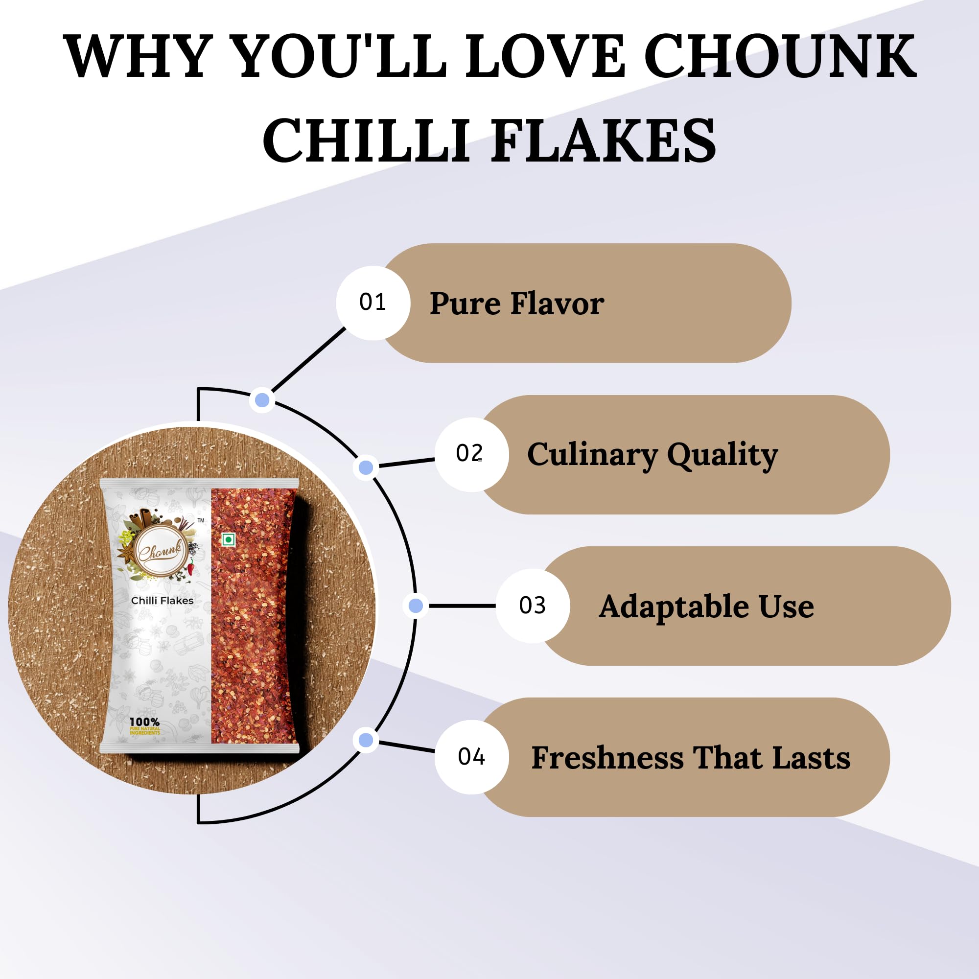 Chounk Red Chilli Flakes Premium Chilly Flakes for Cooking | Chilli Flakes for Pasta, Pizza, and Snacks with No Added Preservatives - 50gm - Image 3 thumbnail