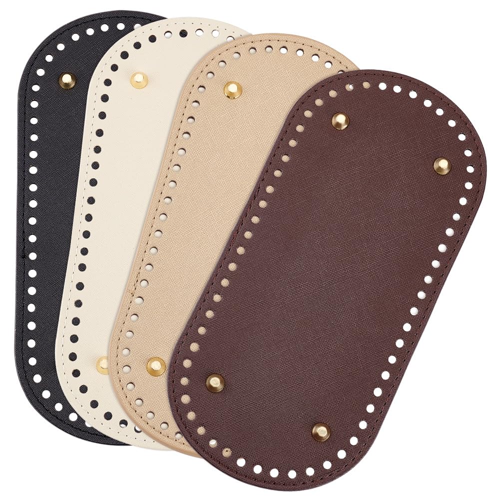 Coussinet de base de sac PH PandaHall ovale en cuir synthétique 4 couleurs