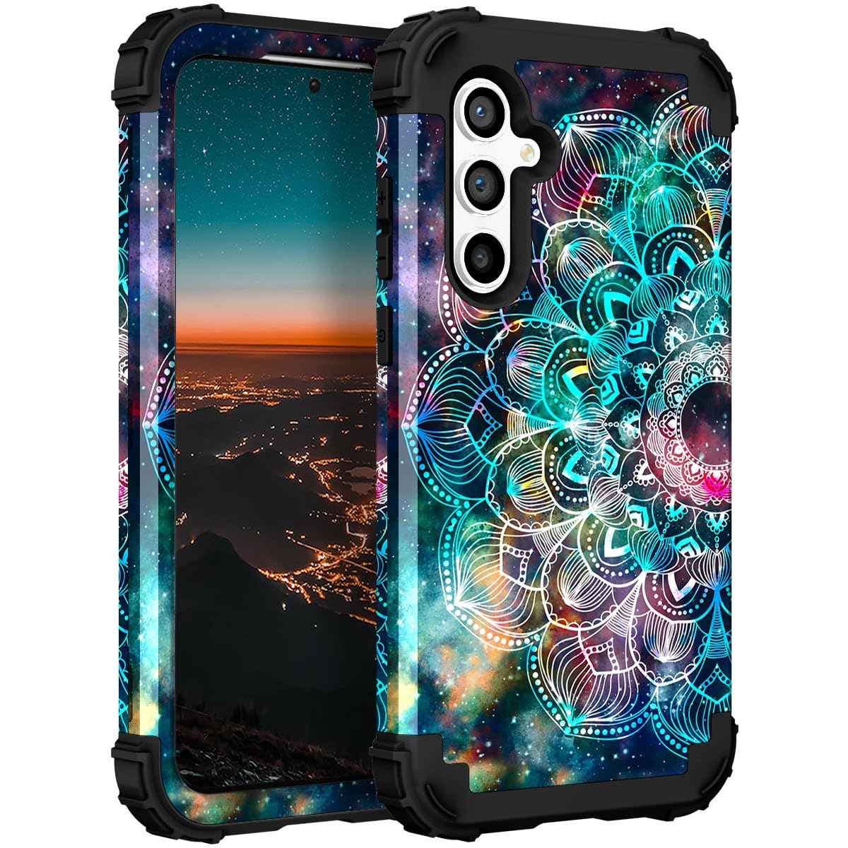 Hocase for Galaxy S23 FE Case, Heavy Duty Shockproof Protection Soft Silicone Rubber+Hard Plastic Bumper Hybrid Protective Case for Samsung Galaxy S23