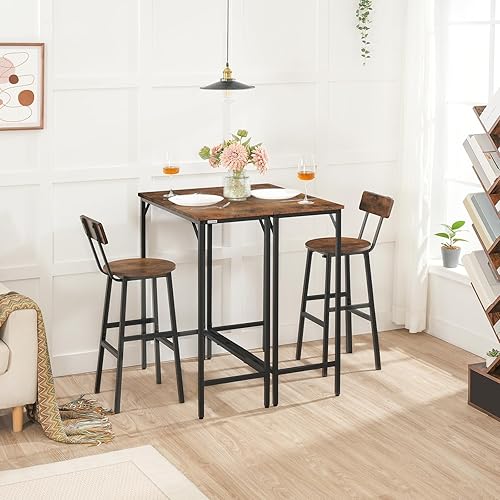 Miniatura 5 de Mesa de barra estrecha de altura de barra, mesa de pub de 63 pulgadas para comedor, mesa de barra con marco de metal resistente, mesa de barra