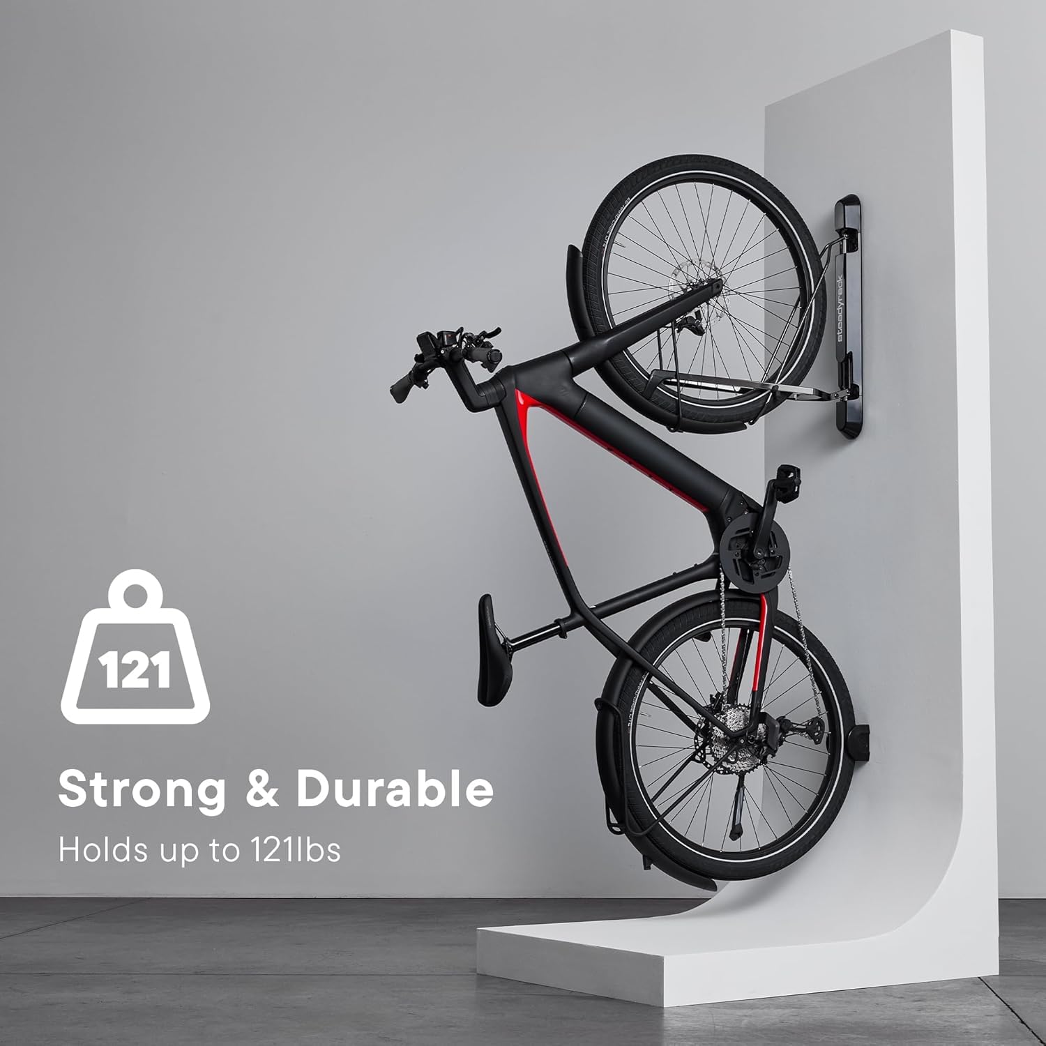 Steadyrack Bike Rack for Road Bikes - The Original Wall Mounted Vertical Bike Storage - Fits Narrow Tires - Space Saving Pivot Design - Heavy-Duty Steel Rack for Indoor Garage, Apartment or Home Use