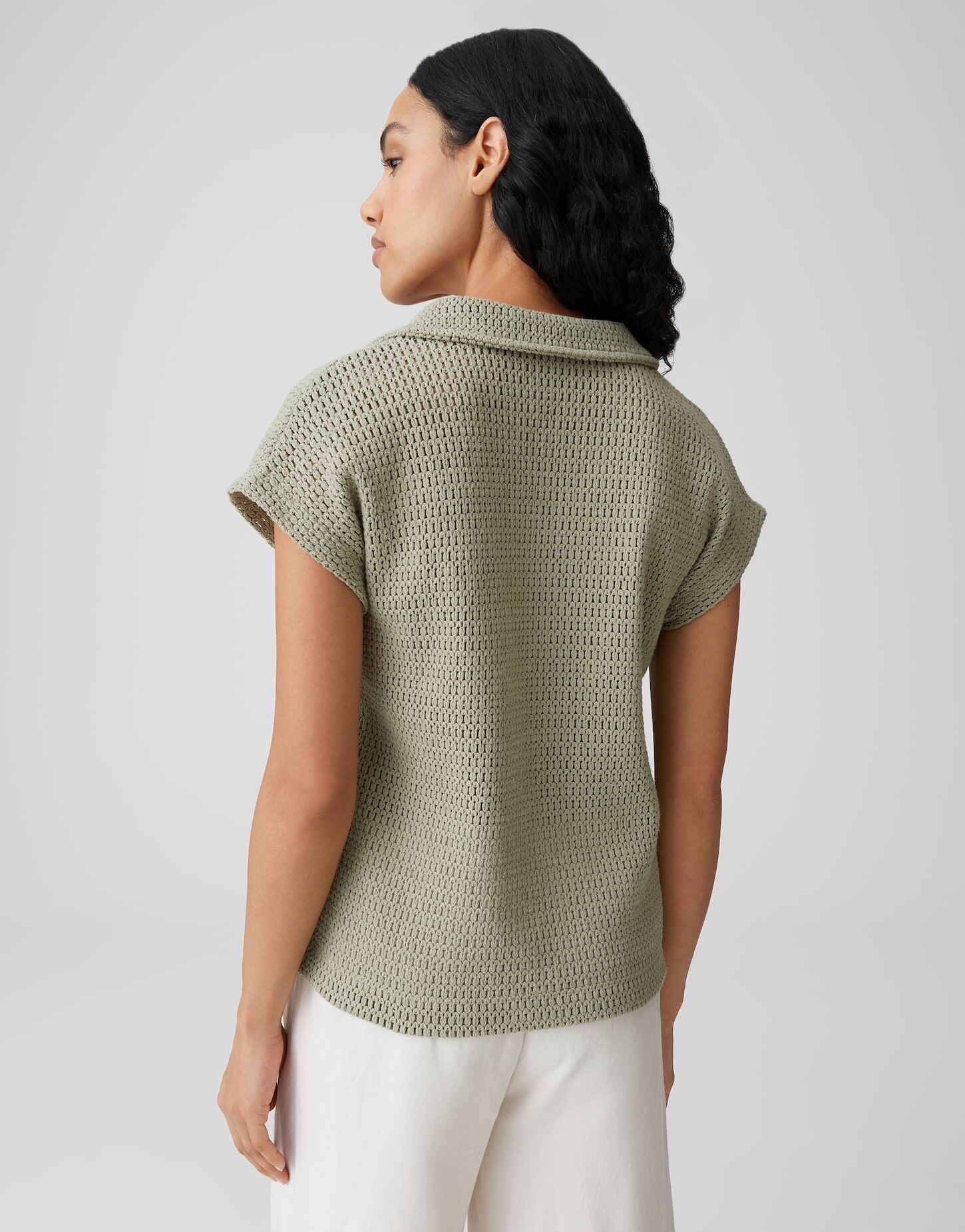 OPUS Damen Kurzarmshirt | Poloshirt in Häkeloptik Regular Fit