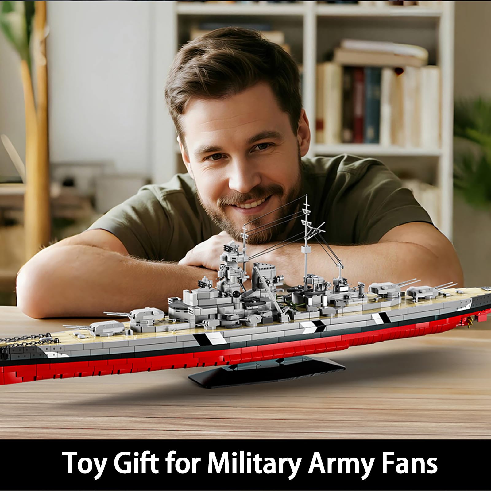 muuchuu Bismarck Schlachtschiff Bausatz Erwachsene, 1:300 Militär Kriegsschiff Modell, Großes Deutsches Technik Wasserfahrzeug WWII, Perfekt Geschenk Jungen Mädchen Sammler Dekor (2686 Teile)