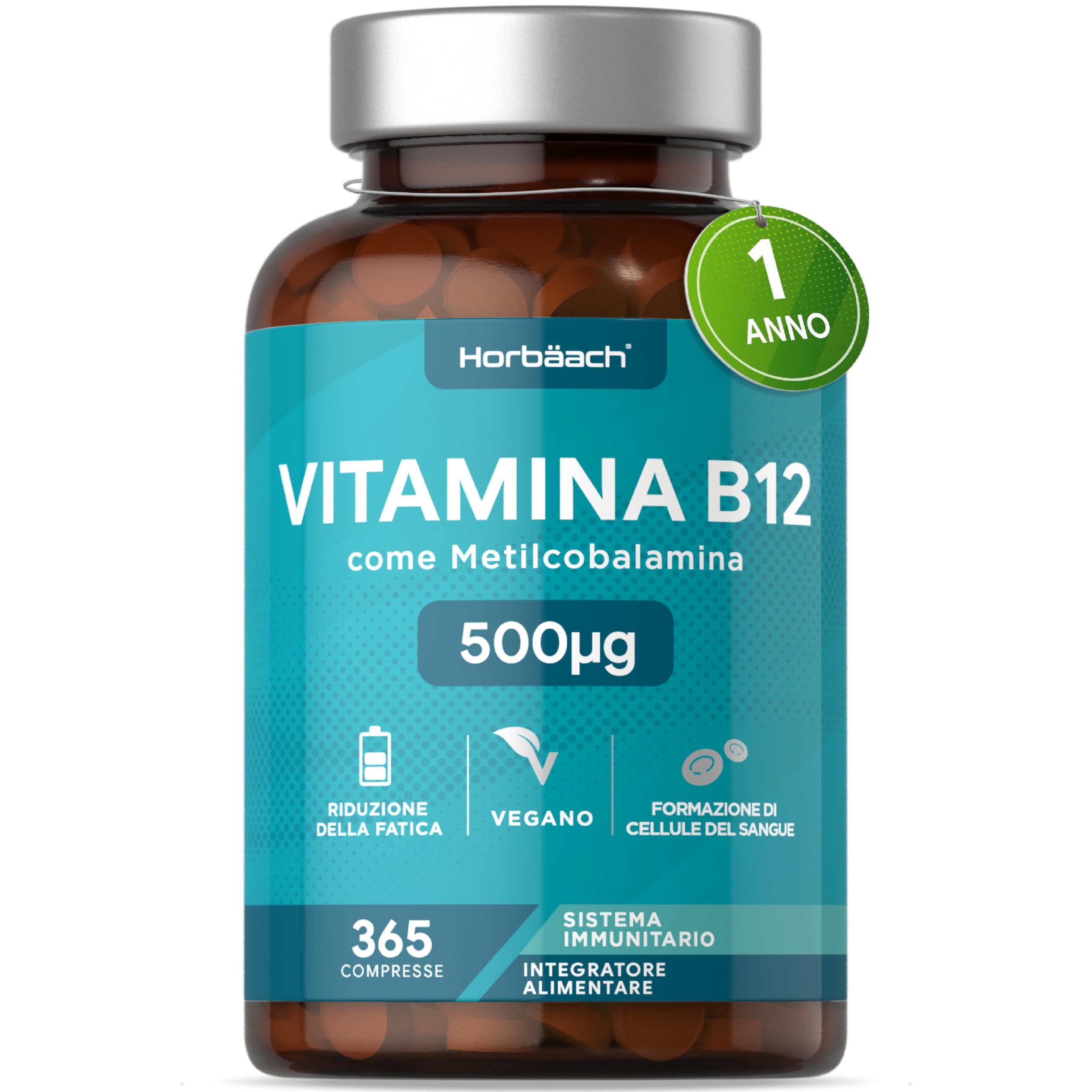 Vitamina B12 Metilcobalamina 365 Compresse Scorta annuale Alto Dosaggio Vitamin