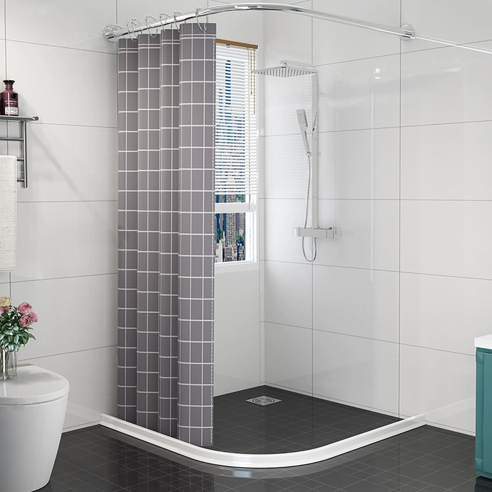 Barriera Doccia 2 M Soglia Doccia Silicone Doccia Autoadesivo Bordo Vasca da Bagno Pieghevole Barriera per Doccia Bordo per Piatto Doccia Paratie Antiallagamento per Cucina Bagno e Toilette (Bianco)