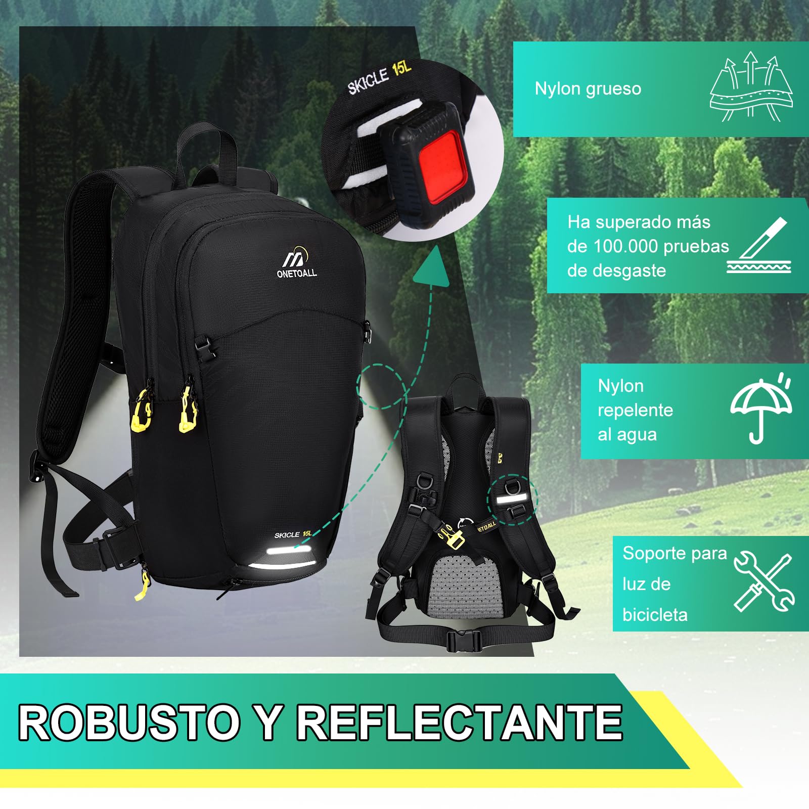 Mochila de Ciclismo 15L / 20L con Funda Impermeable, Mochila Hidratación Mtb para Hombre y Mujer, Mochila Senderismo Pequeña y Antirrobo para Moto, Esquí, Bicicleta, Montaña y Running