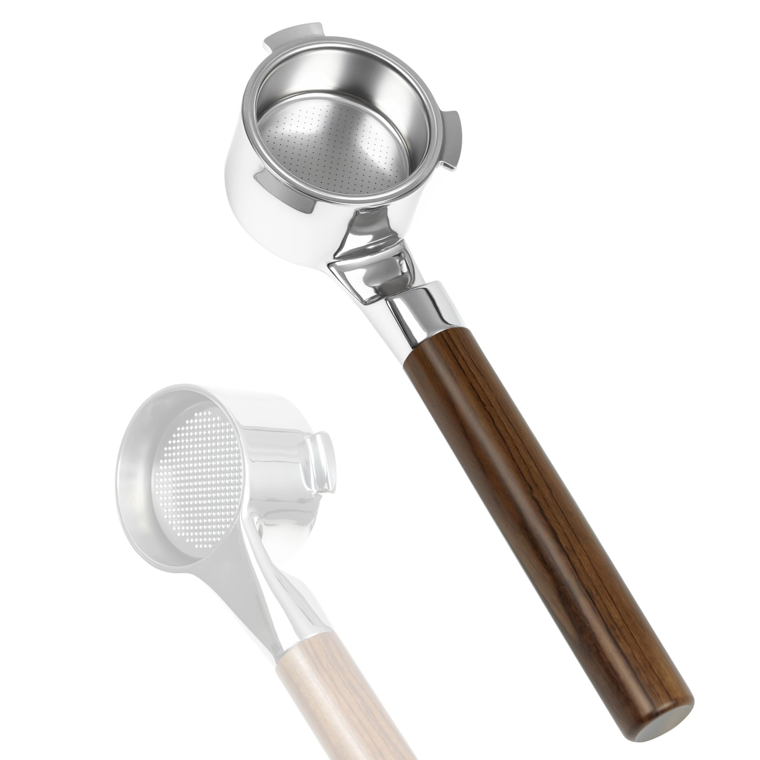 BLUCO Sitko 51 mm płaskie dla De'Longhi Dedica EC680/685/785/820/850/860/885, Smeg, stal nierdzewna 304, możliwość poziomego ustawienia, równomierne rozprowadzanie tampowania (orzech włoski)