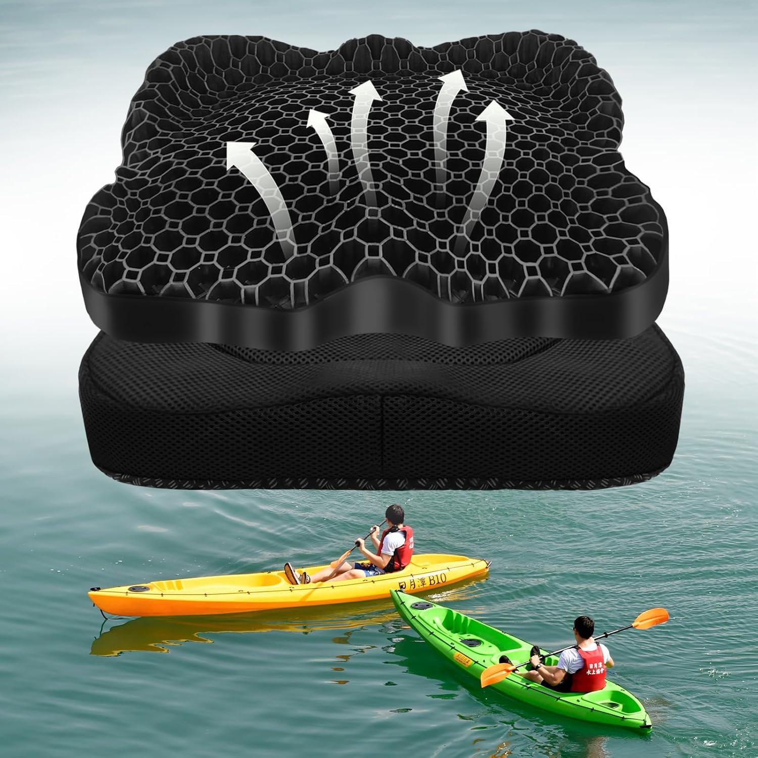 Anti Slip Kayak Seat Cushion- Waterproof Kayak Gel Seat Cushion,Double Thicken Waterproof Gel Boat Cushion, Coccyx Sciatica Relief,Kayak Accessories for Fishing, Kayak Fishing Accessories Anti Slip Kayak Seat Cushion- Waterproof Kayak Gel Seat Cushion,Double Thicken Waterproof Gel Boat Cushion, Coccyx Sciatica Relief,Kayak Accessories for Fishing, Kayak Fishing Accessories