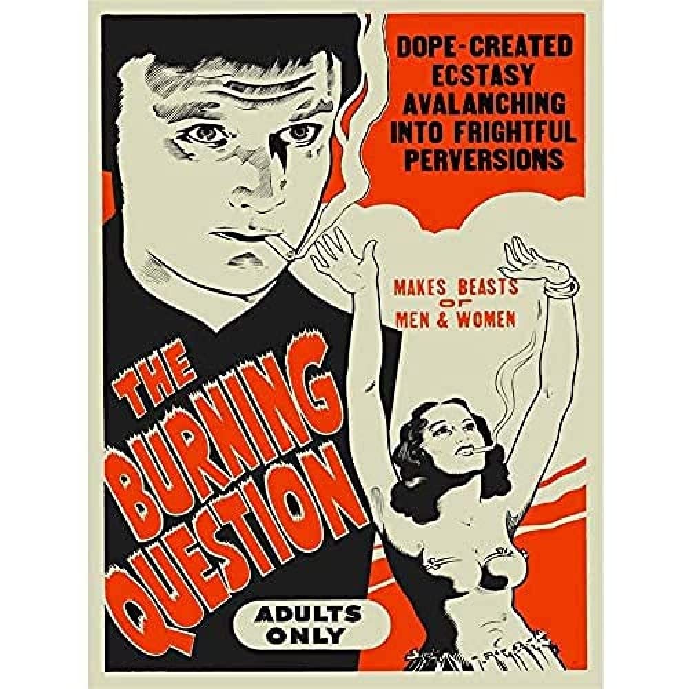 Burning Question Reefer Madness Blue Vintage Advertising Wall Art Print