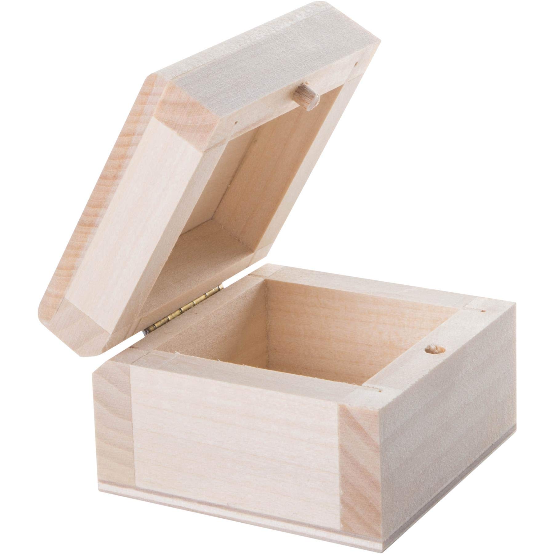 Woodeedoo Natural Square Tiny Ring Decorative Wooden Box With Bolt Closure | 6.5 X 6.5 X 4.5 Cm | Jewellery Earring Trinket Lidded Storage | Unpainted & Untreated Plain Lindenwood
