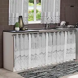 Cortina Renda Tulipa Branca para Pia/Balcão – 0,80m Altura x 1,50m Largura (Branco)