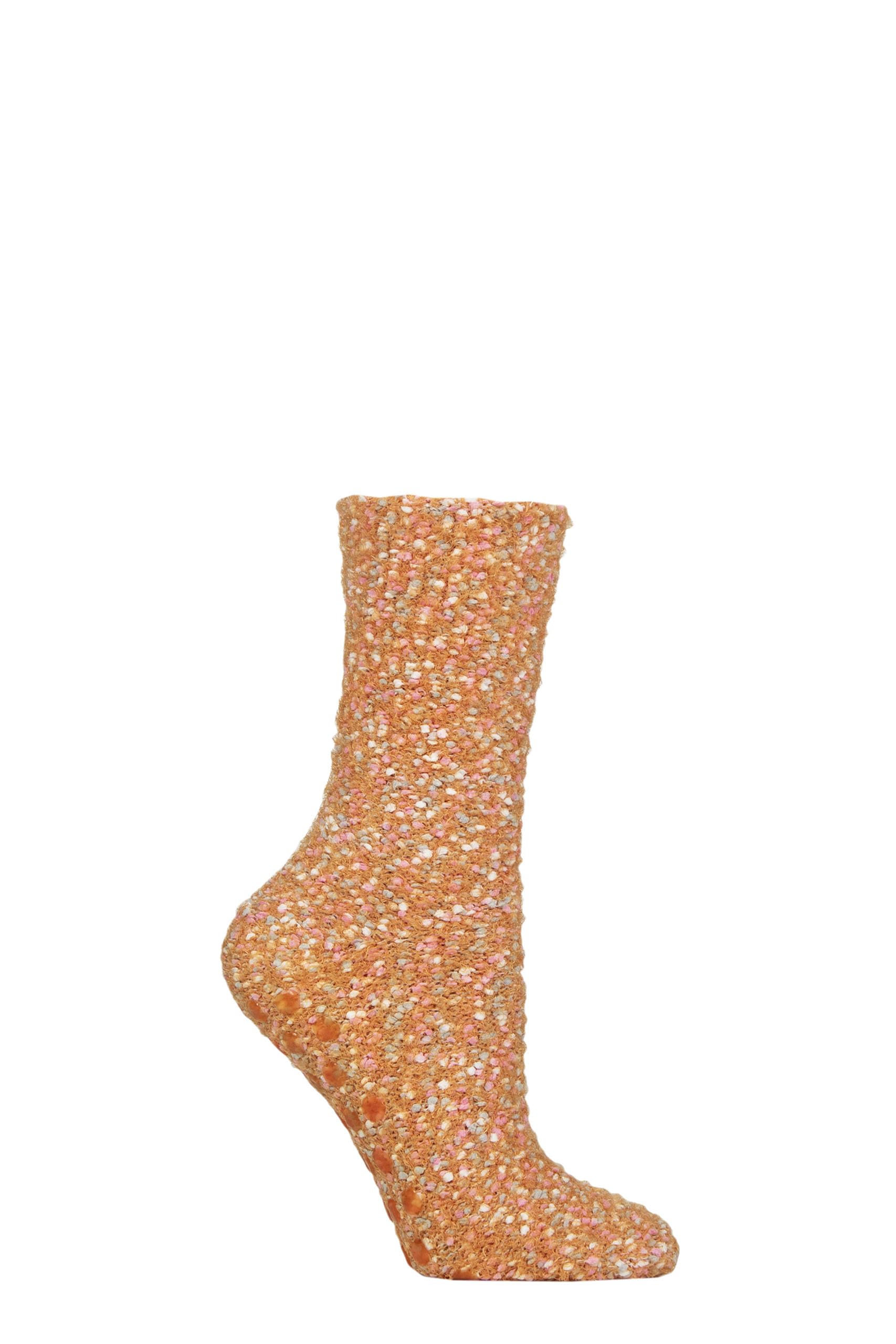 Elle Women's Pumpkin Spice ’S Gift Boxed Socks - Popcorn Cosy Lounge Socks, Anti-Slip Grips, Slipper Socks, Gift Idea, Present For Christmas,1 Pair, Size 4-8