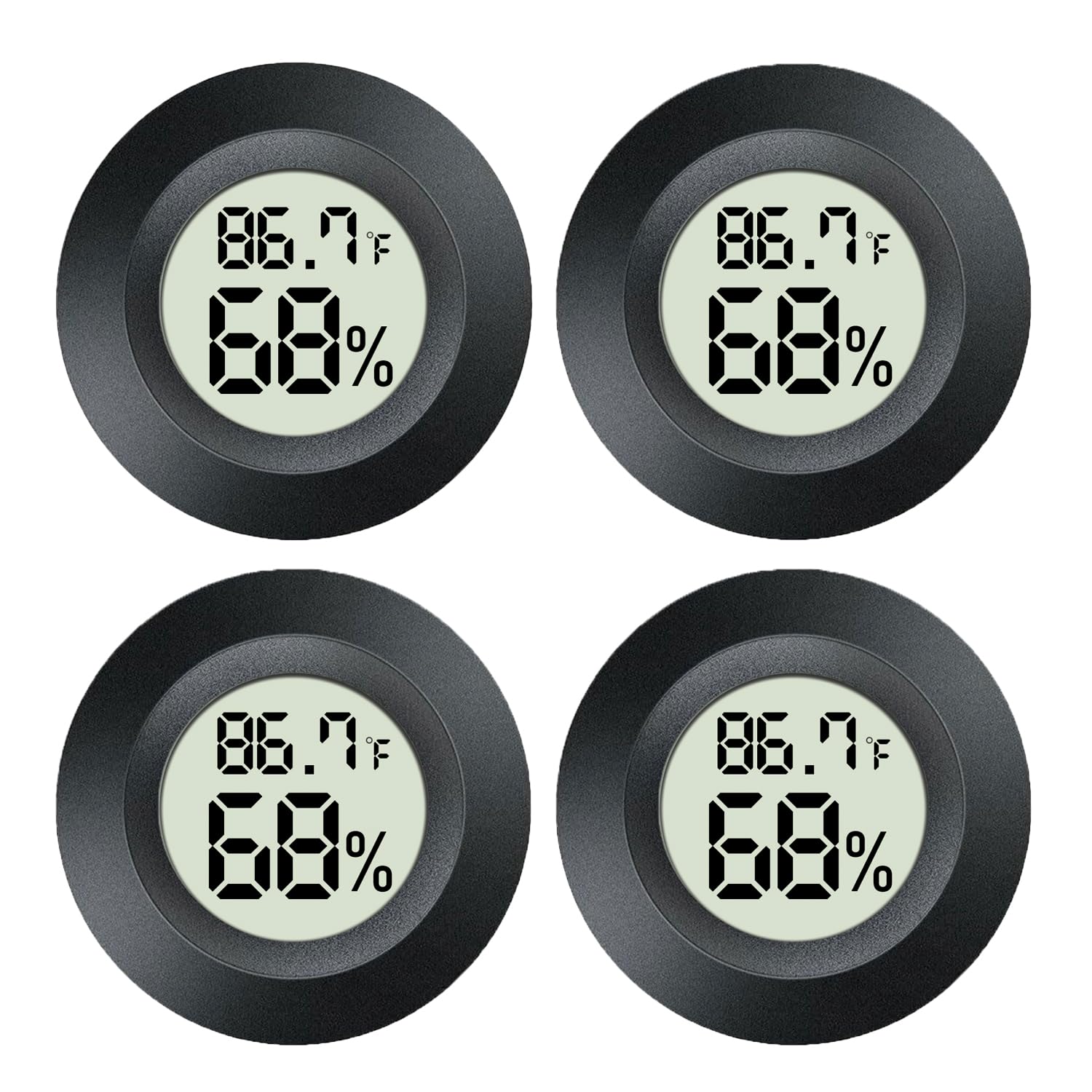 4 Pack Mini Digital Hygrometer Gauge Indoor Thermometer, LCD Monitor Temperature Outdoor Humidity Meter for Greenhouse Jars Incubators Guitar Case, Fahrenheit (℉) or Celsius(℃)