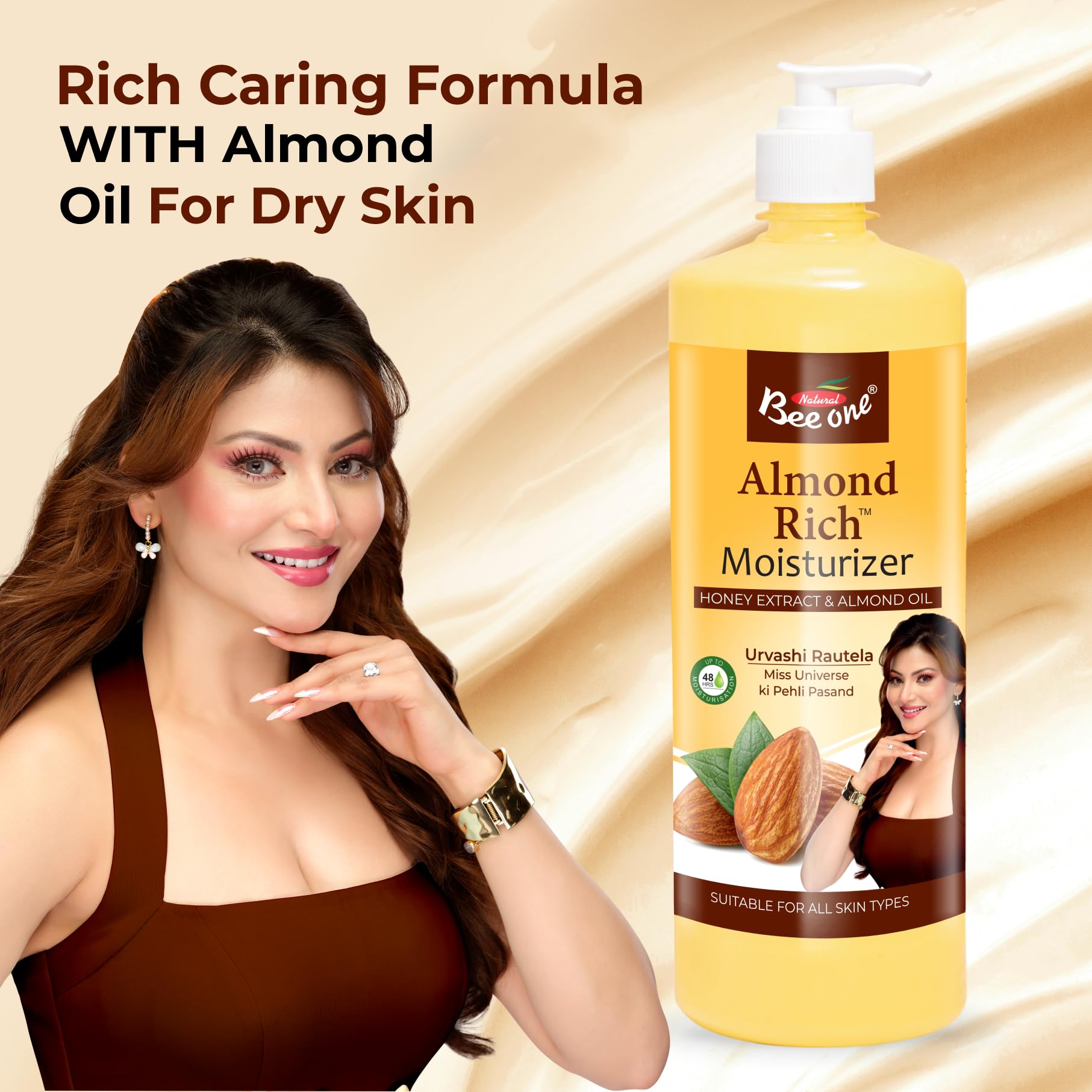 Buy Bee One Almond Rich Moisturizer 1000ml, Deep Nourishment