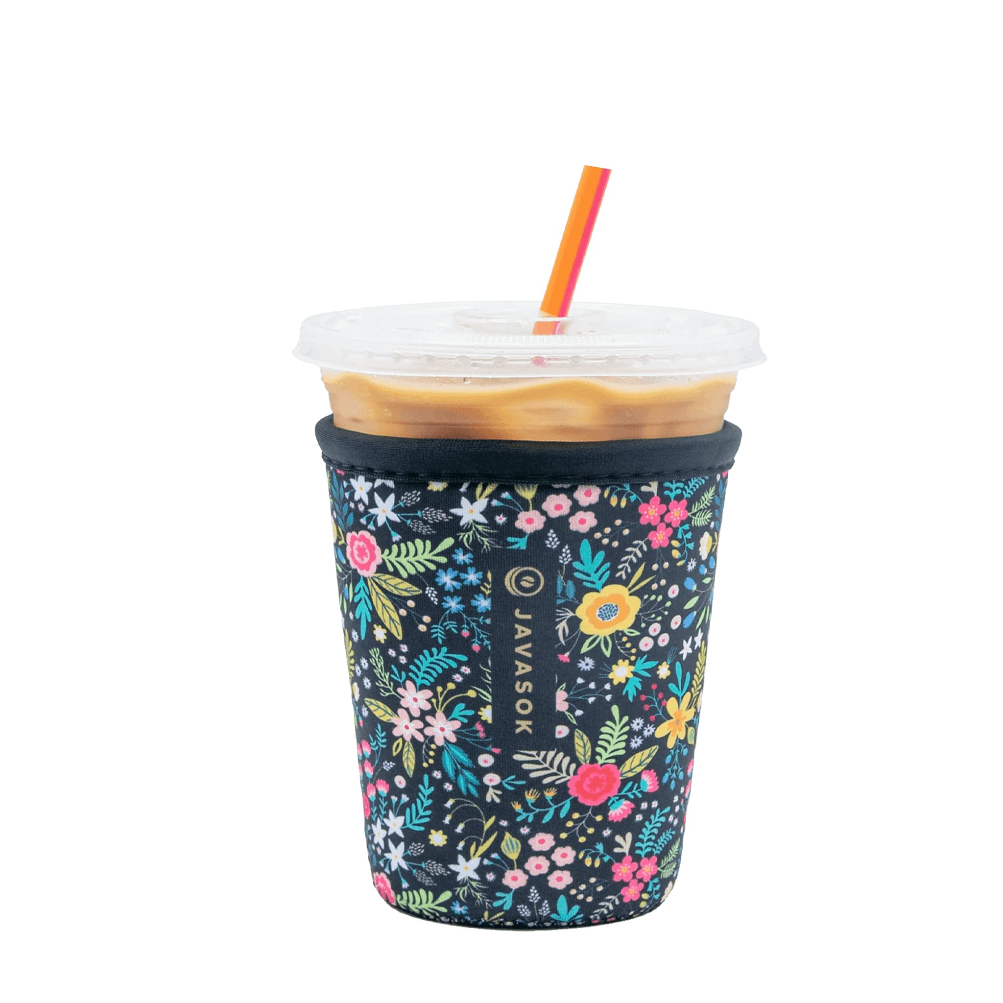 Sok It JavaSok Iced Coffee & Cold Soda Insulated Neoprene Cup Sleeve (English Garden Picnic, Small: 16-20oz)