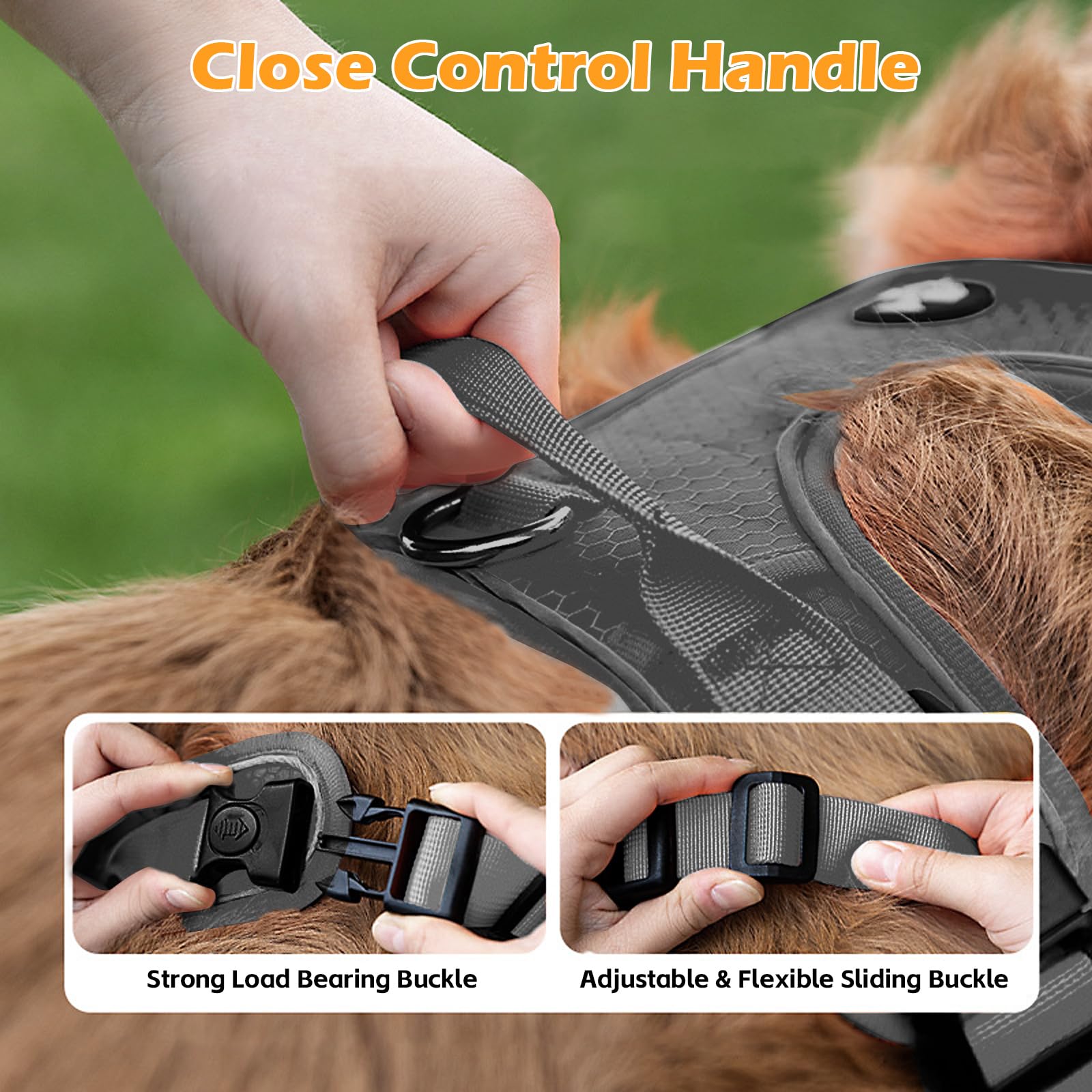 Light Up Dog Harness, Adjustable No Pull Reflective Vest with Front/Back Clips - Image 4
