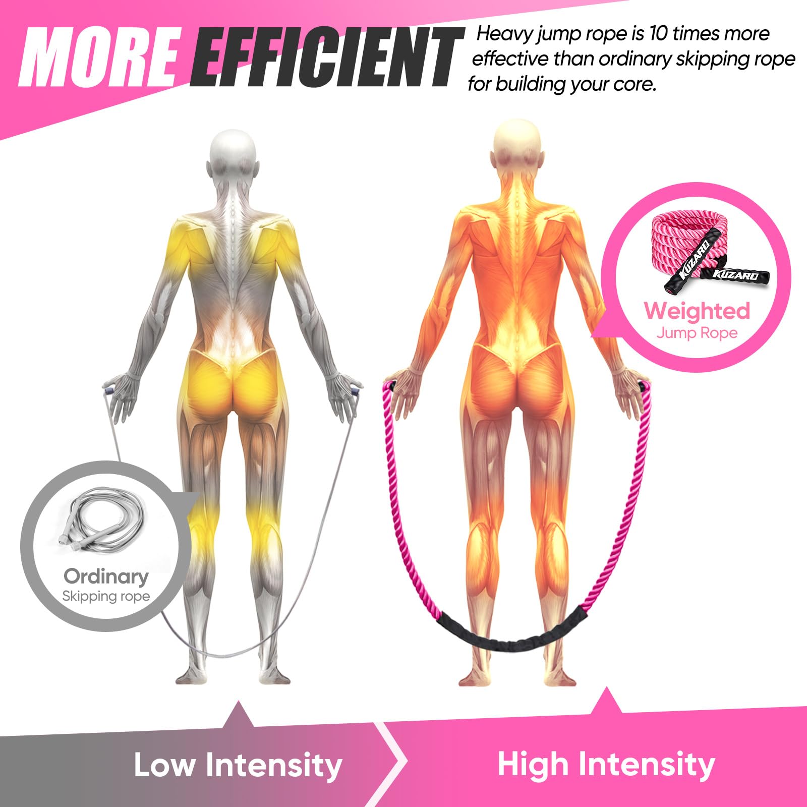2 LB Weighted Jump Rope For Women - Heavy Skipping Rope With Poster, 9.2 FT Total Body Workout Rope For Strength & Fat Burn