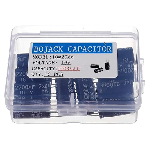 BOJACK 10X20mm 2200uF 16V 2200MFD 16Voltage ±20% Condensadores electrolíticos de aluminio (paquete de 10)