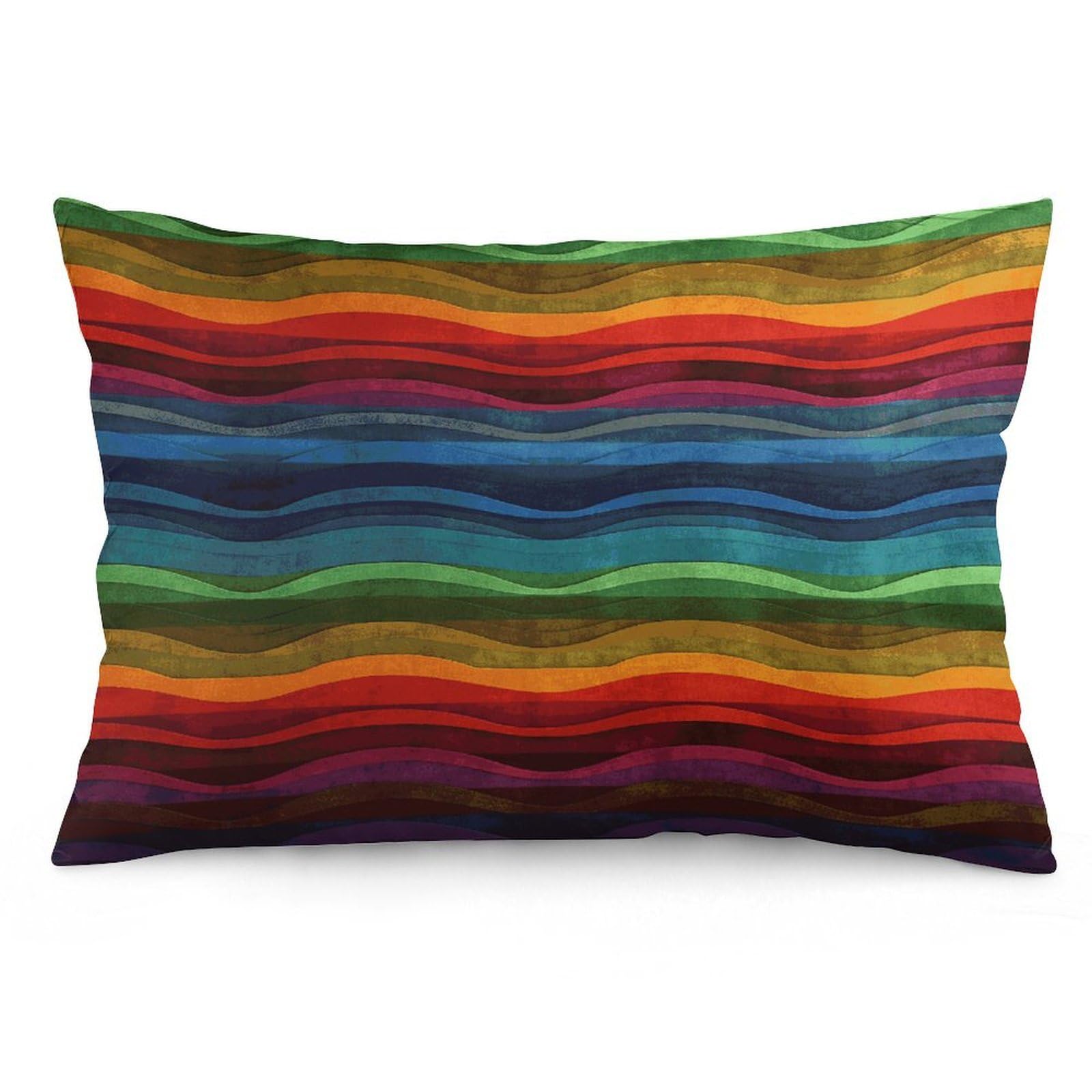 Rainbow Throw Pillow Covers with Silent Zipper Polyester Pillow Protectors Removable Pillow Cases Soft Pillowcase Cozy Pillow Sham Cushion Cover for Sofa Car Bed 16 "x24