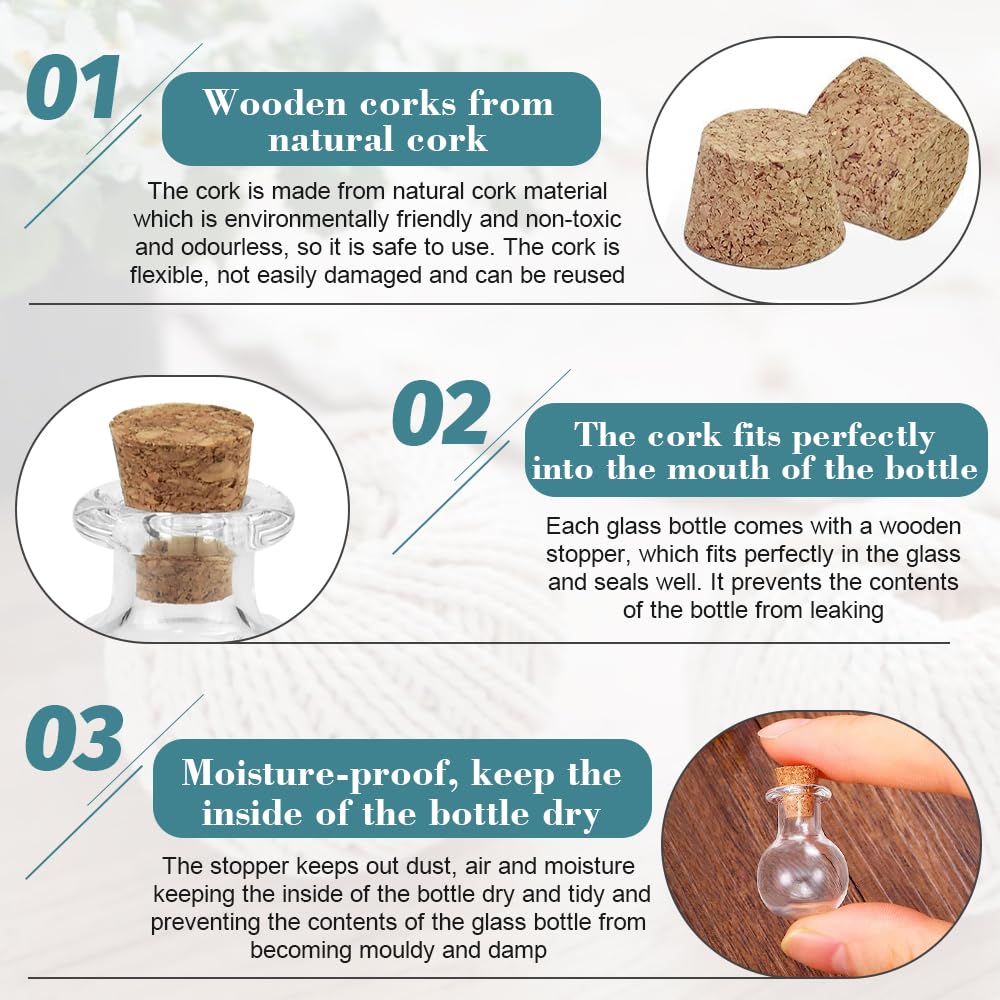 50 Mini Bottiglie Di Vetro Con Tappo In Sughero - Set Per Decorazione Con Corda E Imbuti - Foto 6