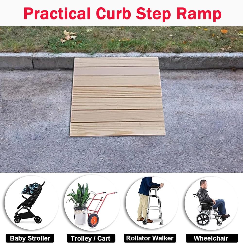 Rampa para Sillas De Ruedas De 7-15cm Altura, Rampas De Acceso De Madera para Escalones, Rampa Antideslizante para Bordillos, Rampas De Transición para Entradas(38.8x35x15cm/15.3x13.8x5.91in)