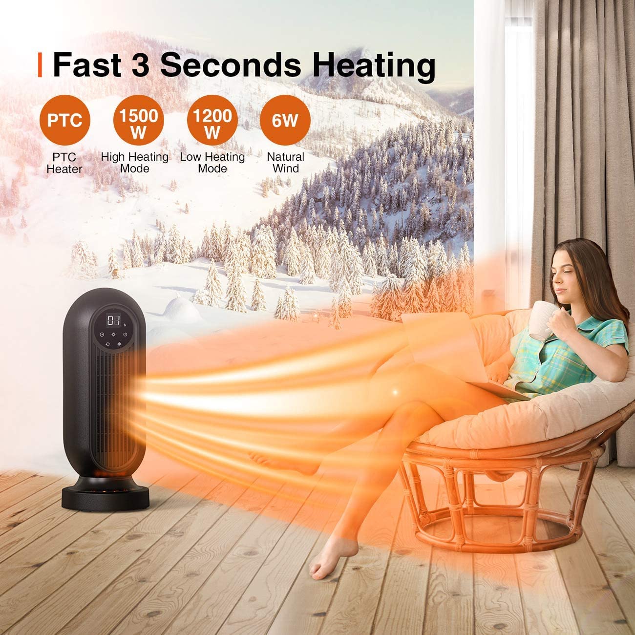 Amazon.com: Infray Space Heater, 1500W Oscillating Ceramic Tower Heater,  Portable Fast Heating Electric Fan Heater with Adjustable Thermostat, 12Hrs  Timer, Remote Control u0026 LED Display for Home Office Indoor Use : Home