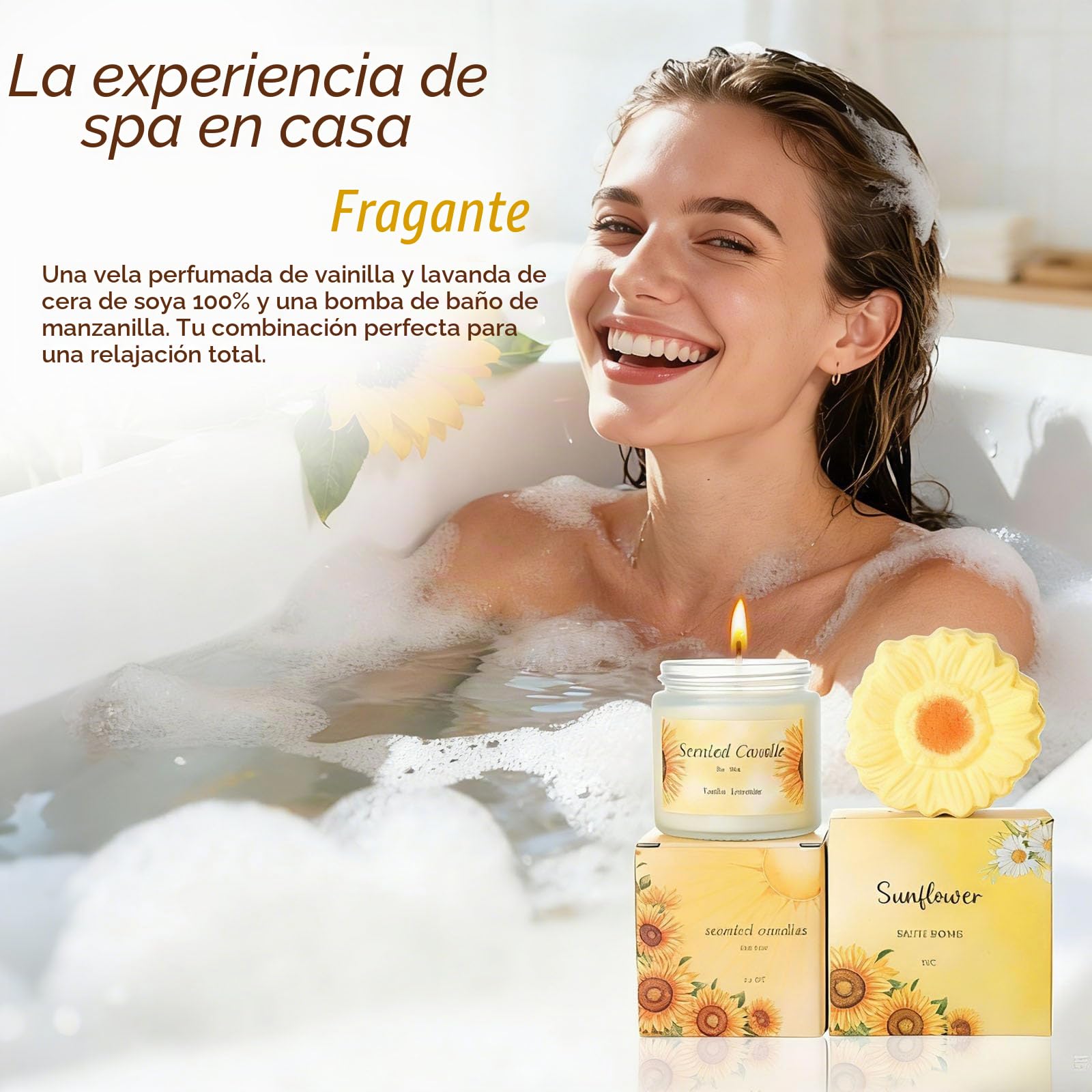 Regalos de girasol para mujeres, regalos de cumpleaños para mujeres, Get Well Soon Cestas de regalo Paquete de autocuidado Regalo Relajante Regalos de Navidad para ella, mamá, esposa