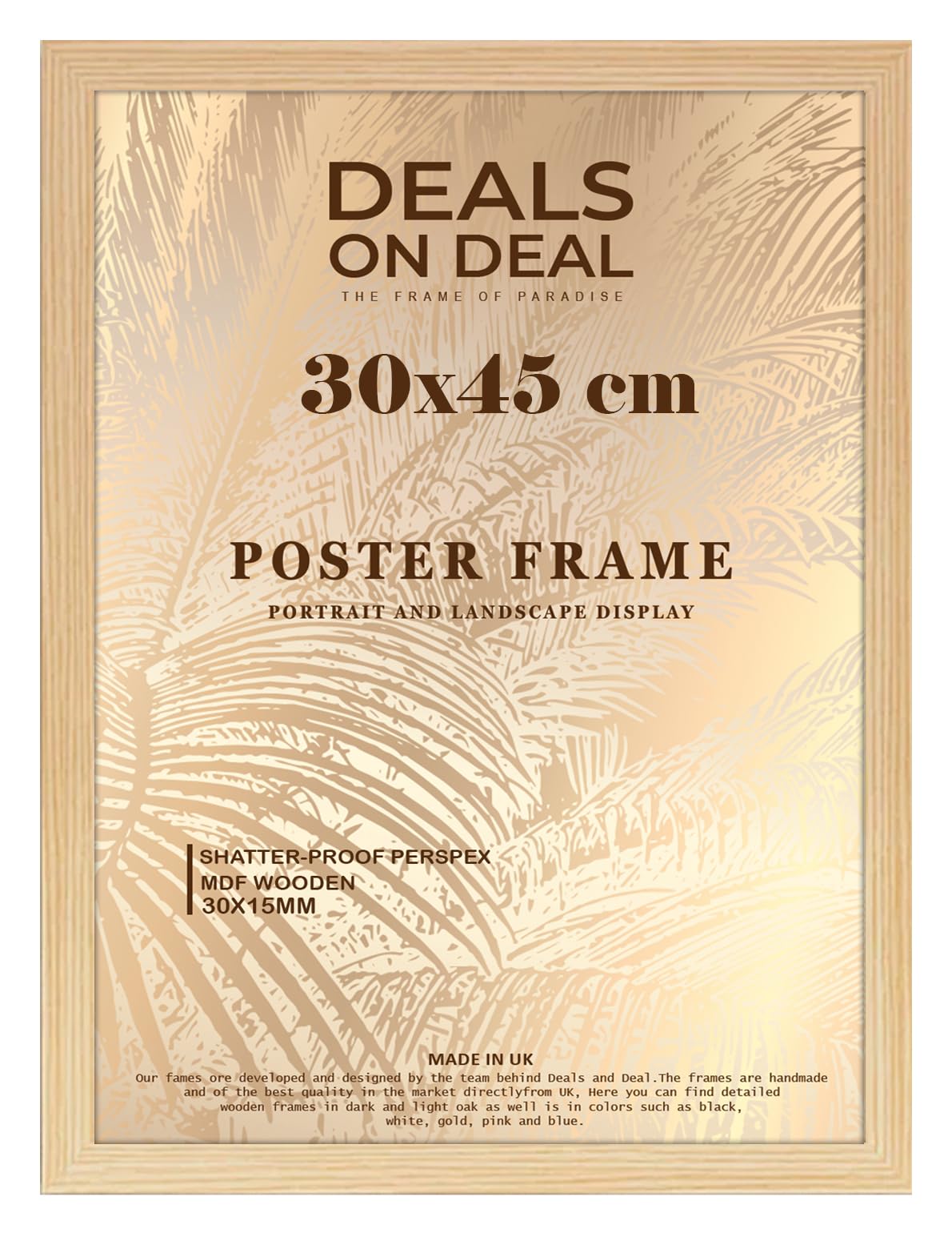 DEALS ON DEALยฎ Large Pine Poster Frame 30x45 cm Picture Frame Jigsaw Puzzle | Mdf Wooden 45 x 30 cm | Solid Mdf Hd Clear Front | Vertical or Horizontal