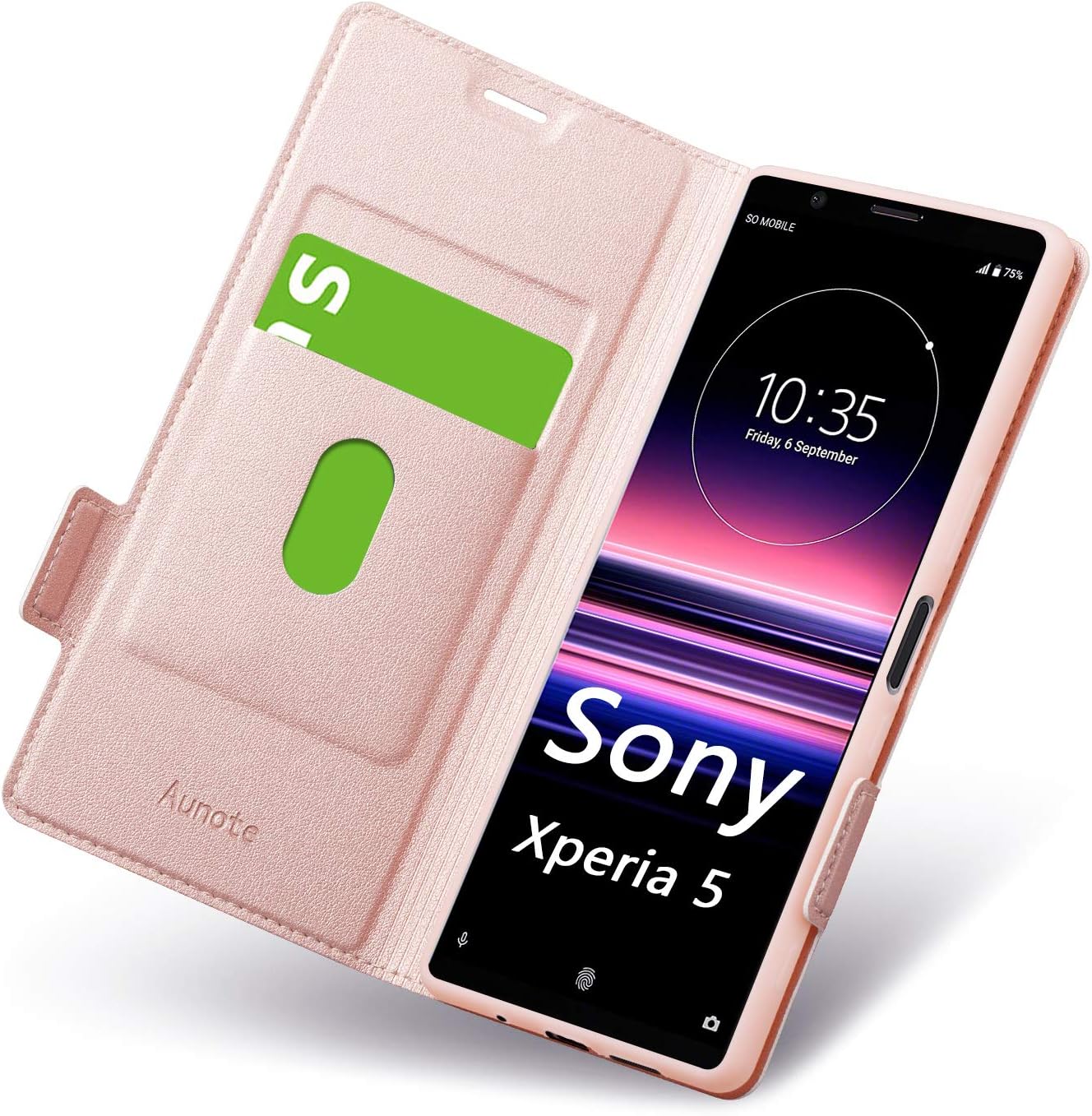 Amazon Co Jp Flip Case For Xperia 5 So 01m Sov41 Thin Smartphone Cover Leather Full Surface Protection Magnet Card Holder Stand Function Simple Stylish Rose Gold Electronics