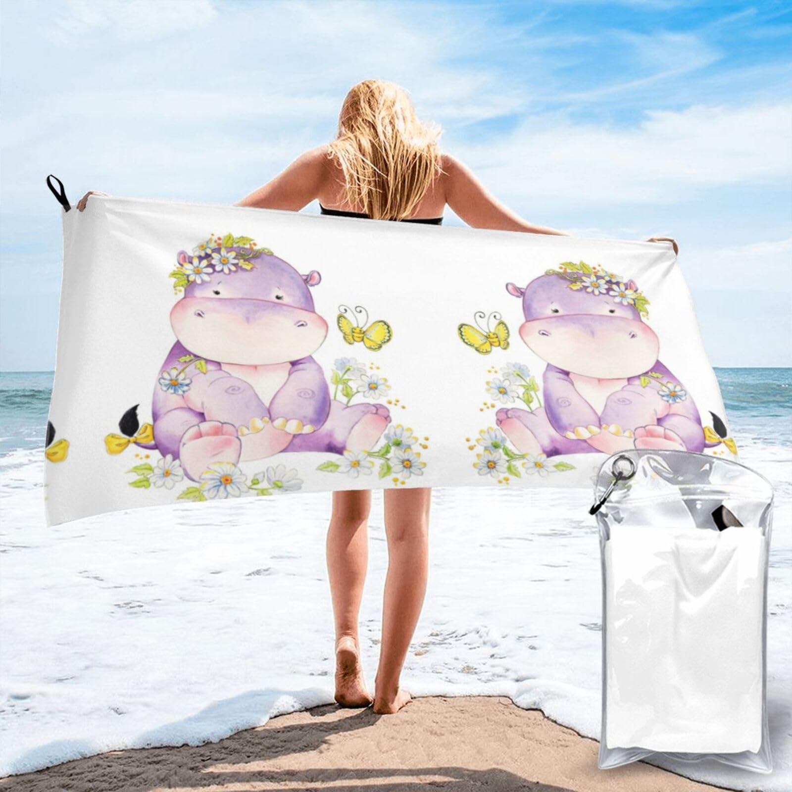 KAPPTYY Butterfly Print Quick Dry Towel Bath Shower Beach Wrap For Gym Vacation Adults