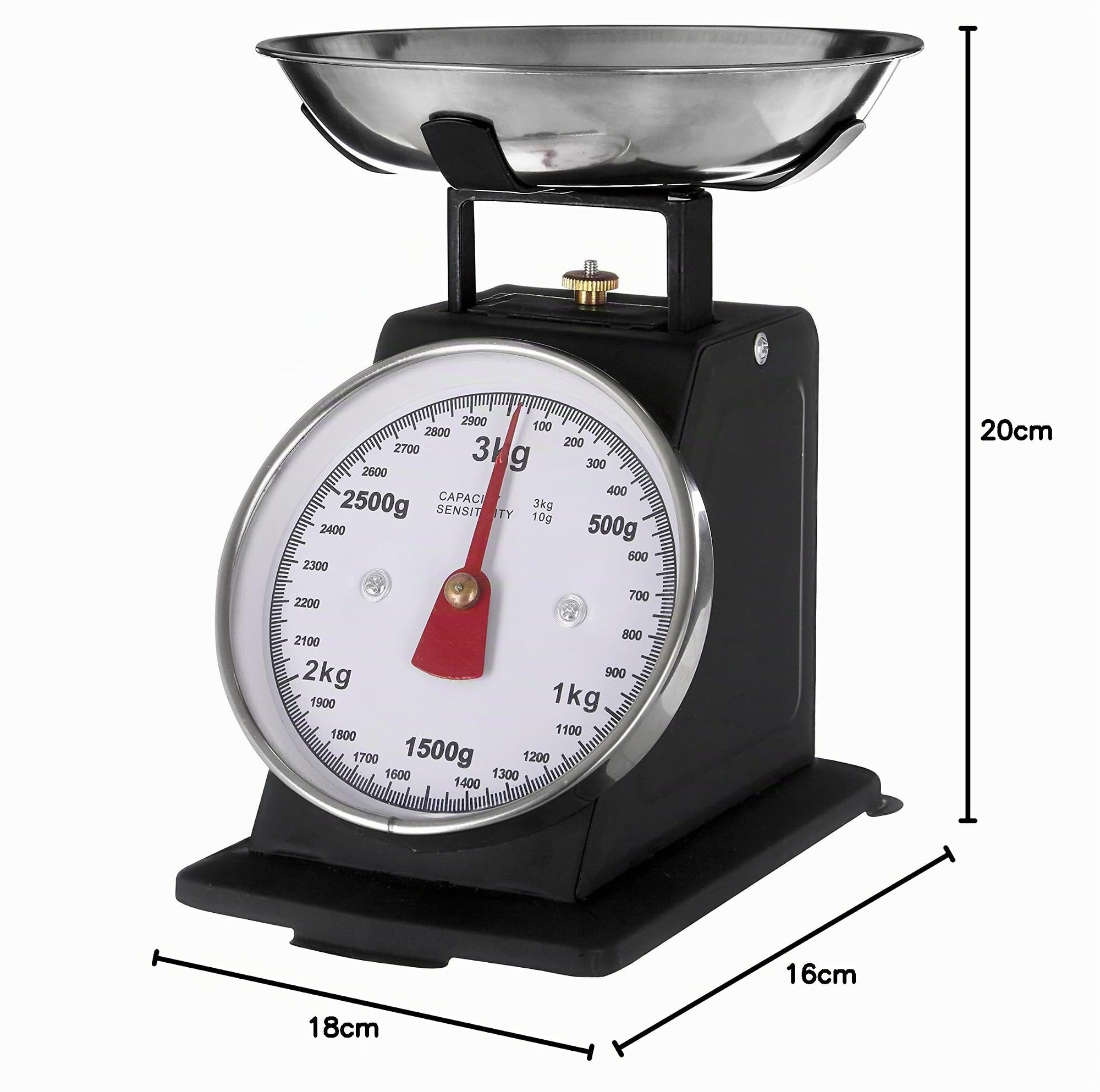Premier Housewares 0807228 Balance de Cuisine Acier Inoxydable Mat Noir 3 kg