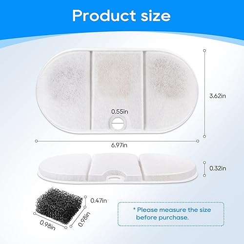 Miniatura 4 de Filtro de fuente de agua para gatos, paquete de 8 filtros de repuesto y 8 filtros de esponja compatibles con PETLIBRO Capsule 71 oz2.1 L, fuentes de