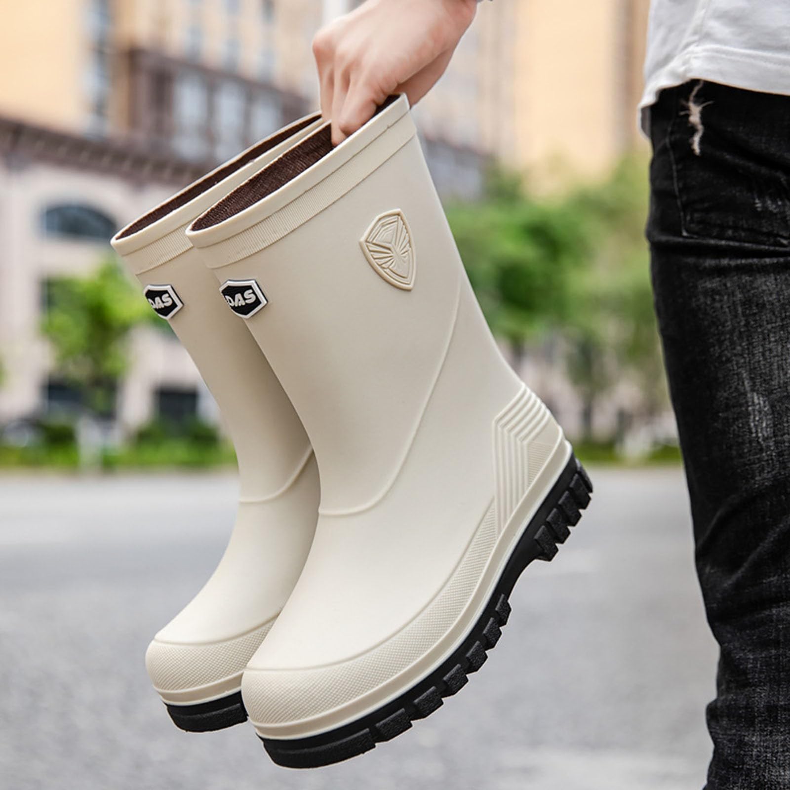 Botas de goma para mujer, botas de lluvia de media altura, zapatos de lluvia antideslizantes, botas de goma, botines de lluvia, botas de jardín, botas impermeables para exteriores, botas de lluvia