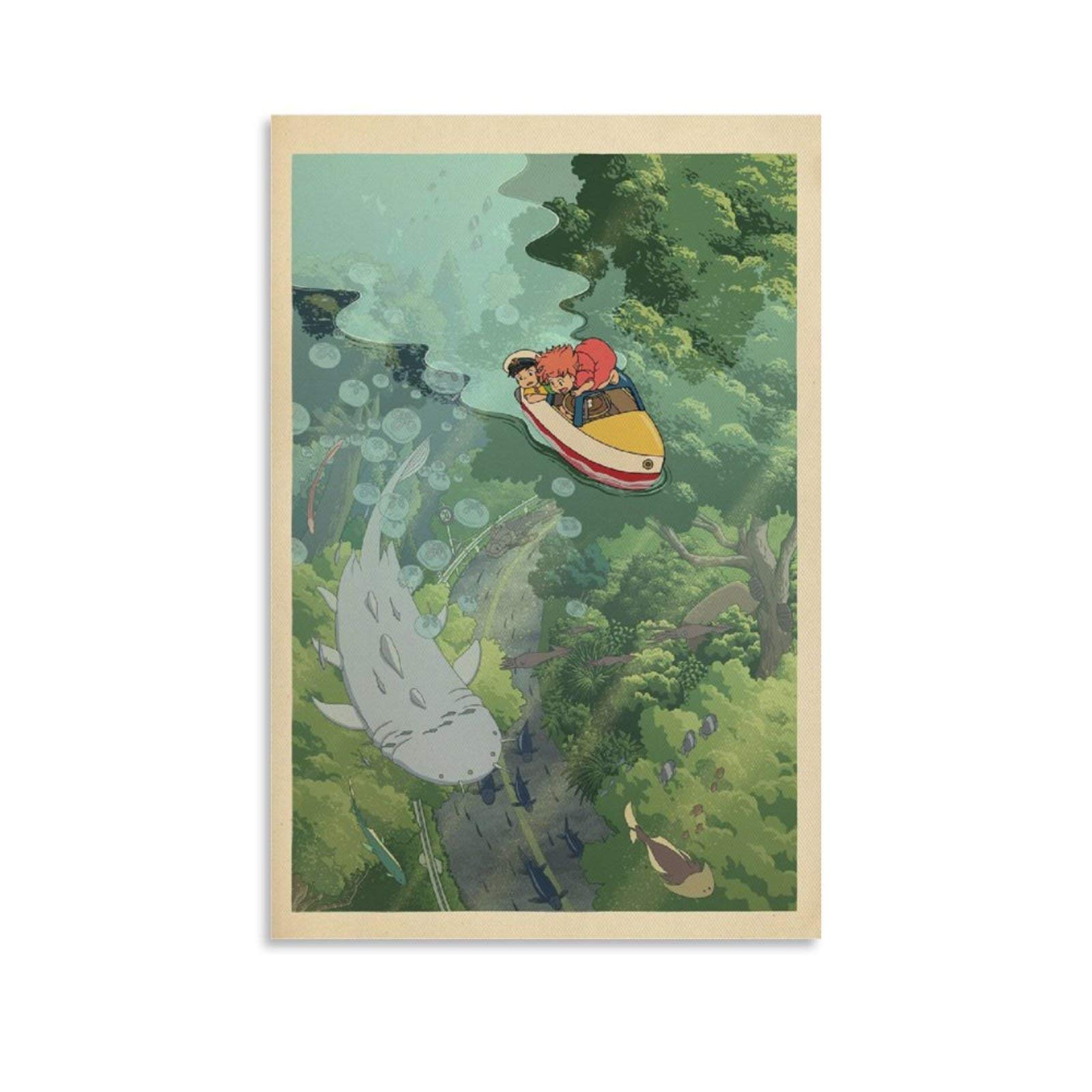 BUJI Studio Ghibli Ponyo on The Cliff Hayao Miyazaki Movie Poster Canvas Wall Art Room Decor Gift 24x36inch(60x90cm)