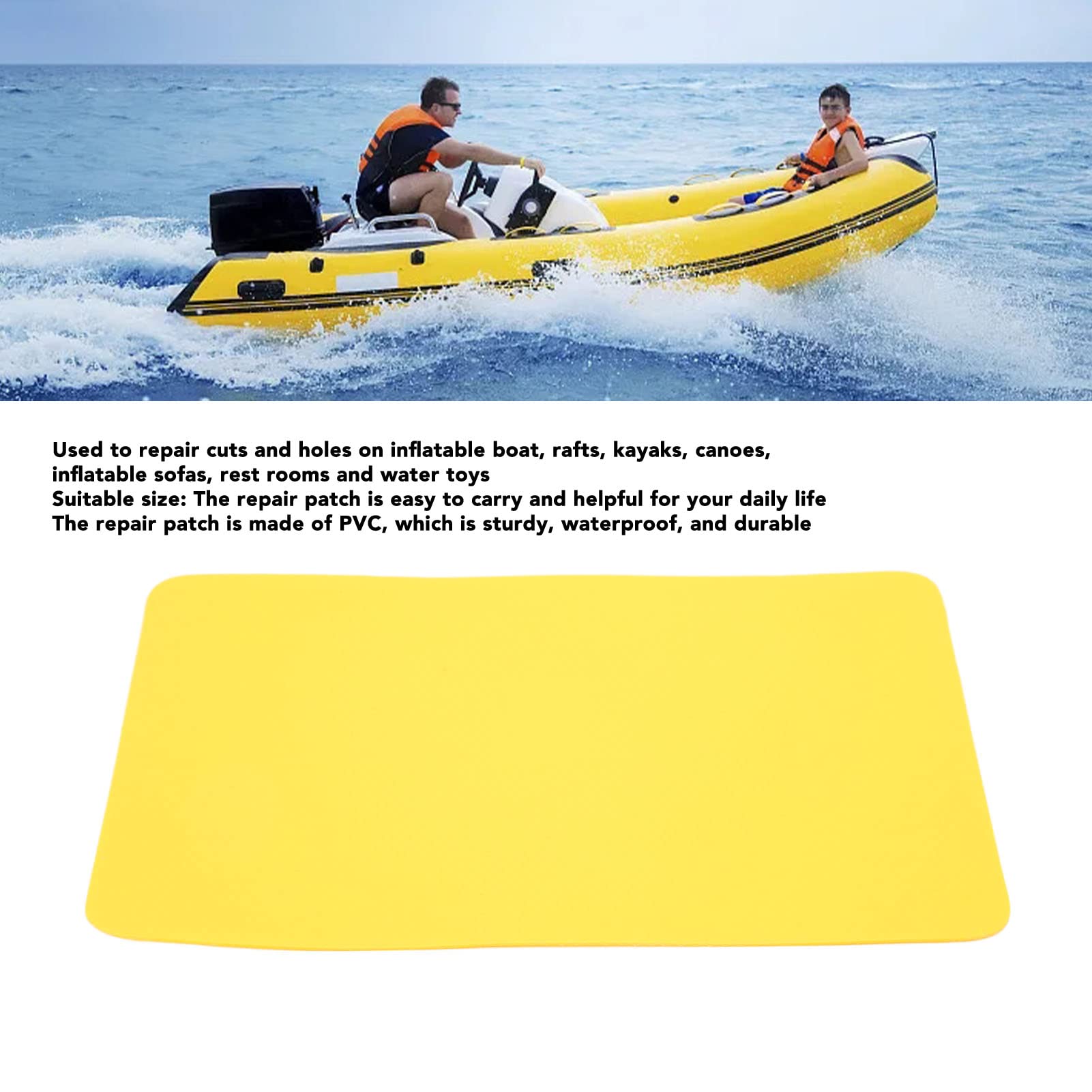 Kit de réparation de 5 pièces en PVC pour bateau gonflable, kayak, canoë, eau, jouet (jaune