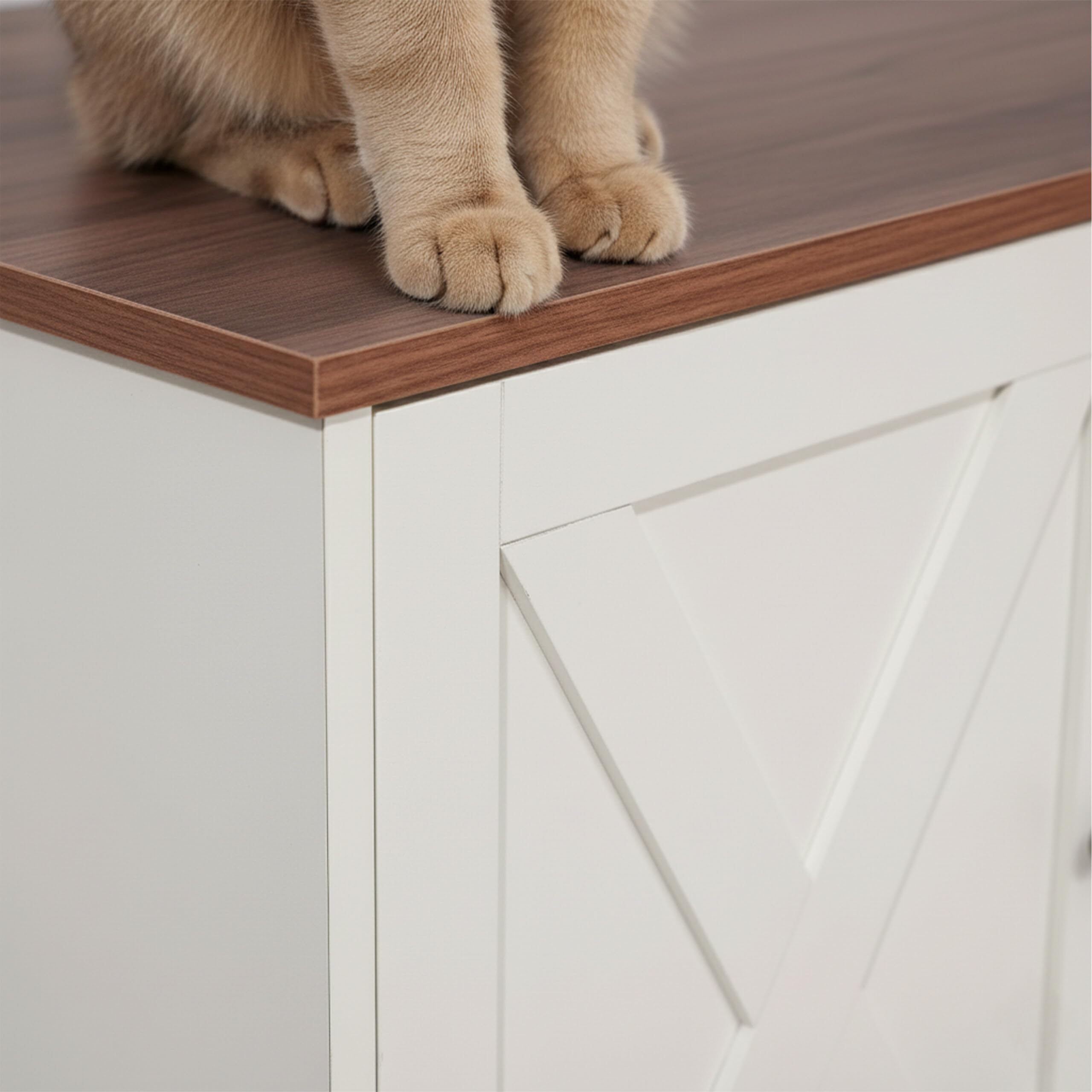 Relaxdays Armoire pour Chat avec cloison Amovible, entrée latérale, Blanc-Marron, 50x80x53 cm