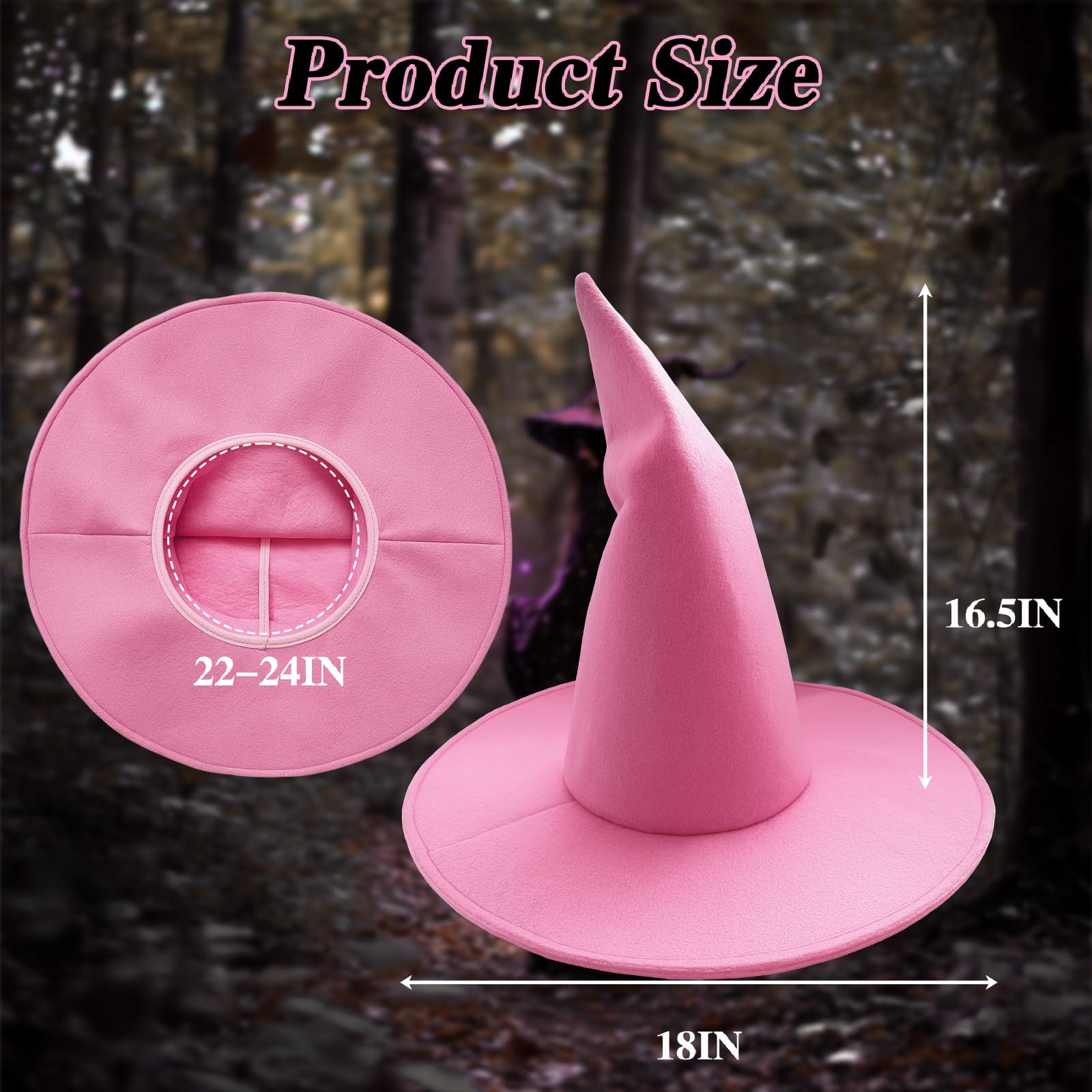 Witch Hat, 18IN Wizard Hat Cosplay Accessories for Halloween Costume Party Christmas Masquerade Carnivals: Pink
