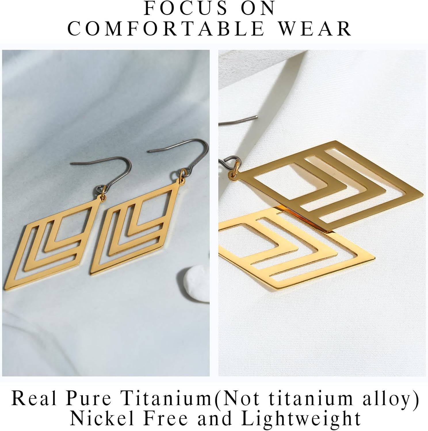 Pure Titanium Lightweight Dangle Earrings Drop Earring