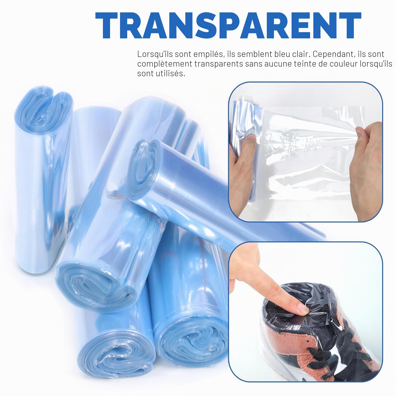 Glarks Lot de 500 sacs thermorétractables en PVC transparent pour protéger les chaussures, éviter le jaunissement de la semelle et la poussière
